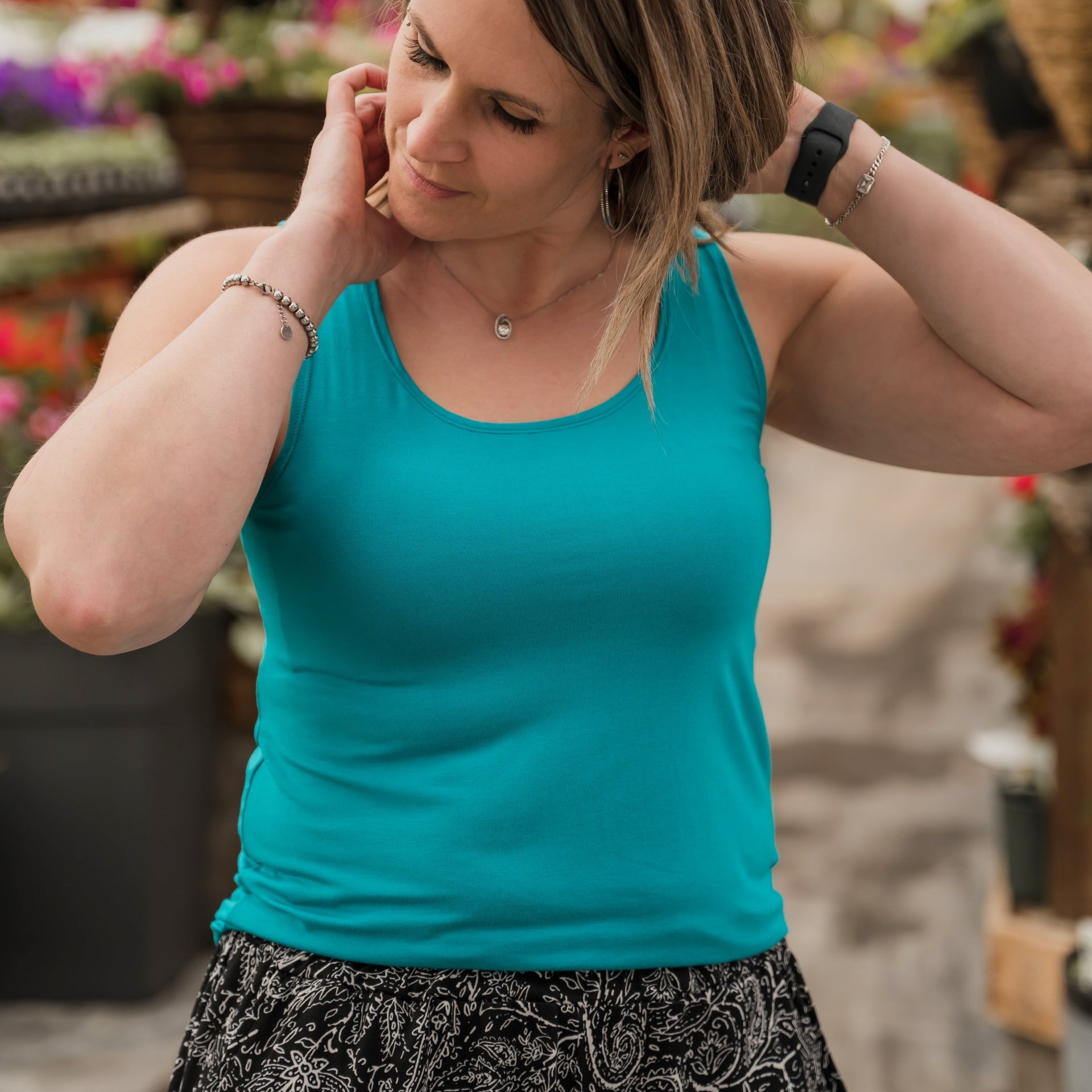 Camisole longue femme prestige MomMe&Cie en bambou - Bleu azur