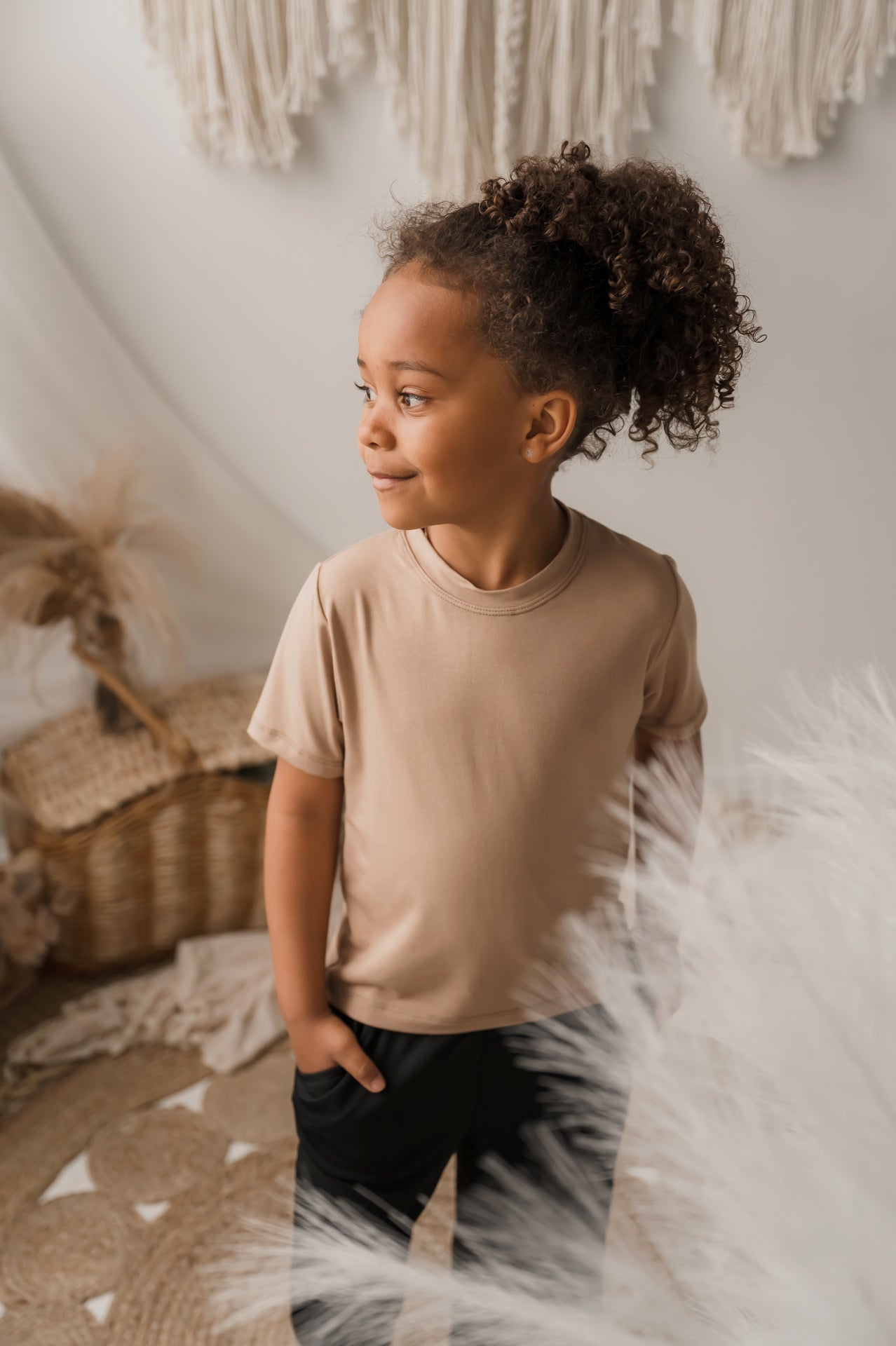 T-shirt enfant prestige MomMe&Cie en bambou - Amande