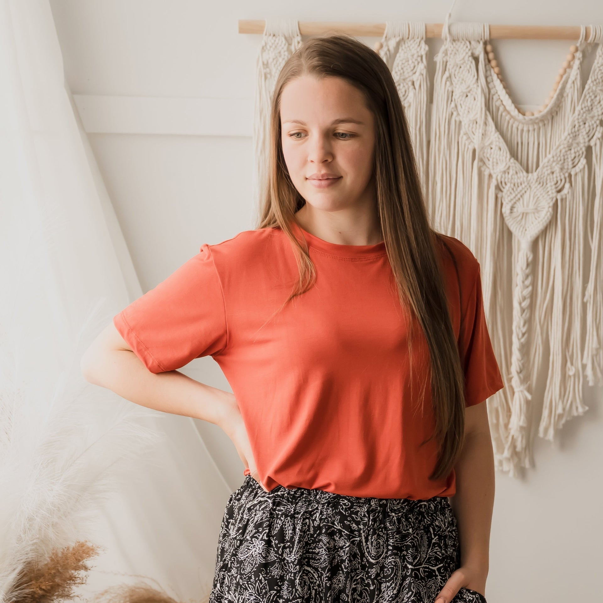 T-shirt unisexe prestige MomMe&Cie en bambou - Orangé