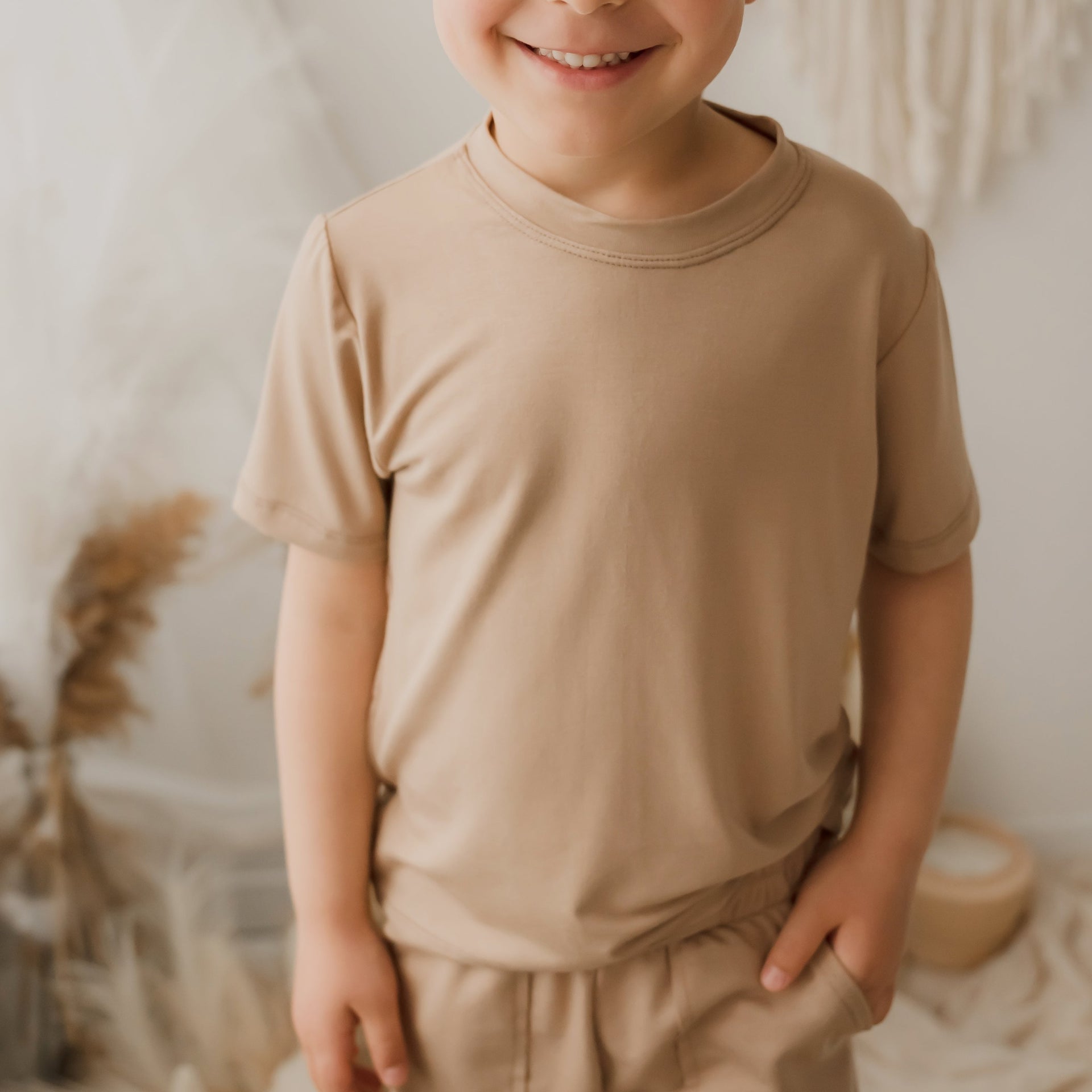 T-shirt enfant prestige MomMe&Cie en bambou - Amande
