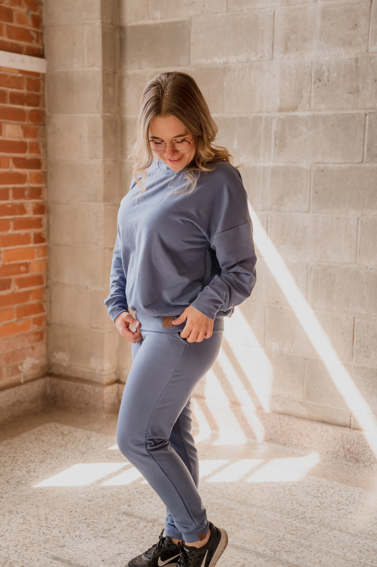 Crewneck femme prestige MomMe&Cie en bambou - Bleu acier