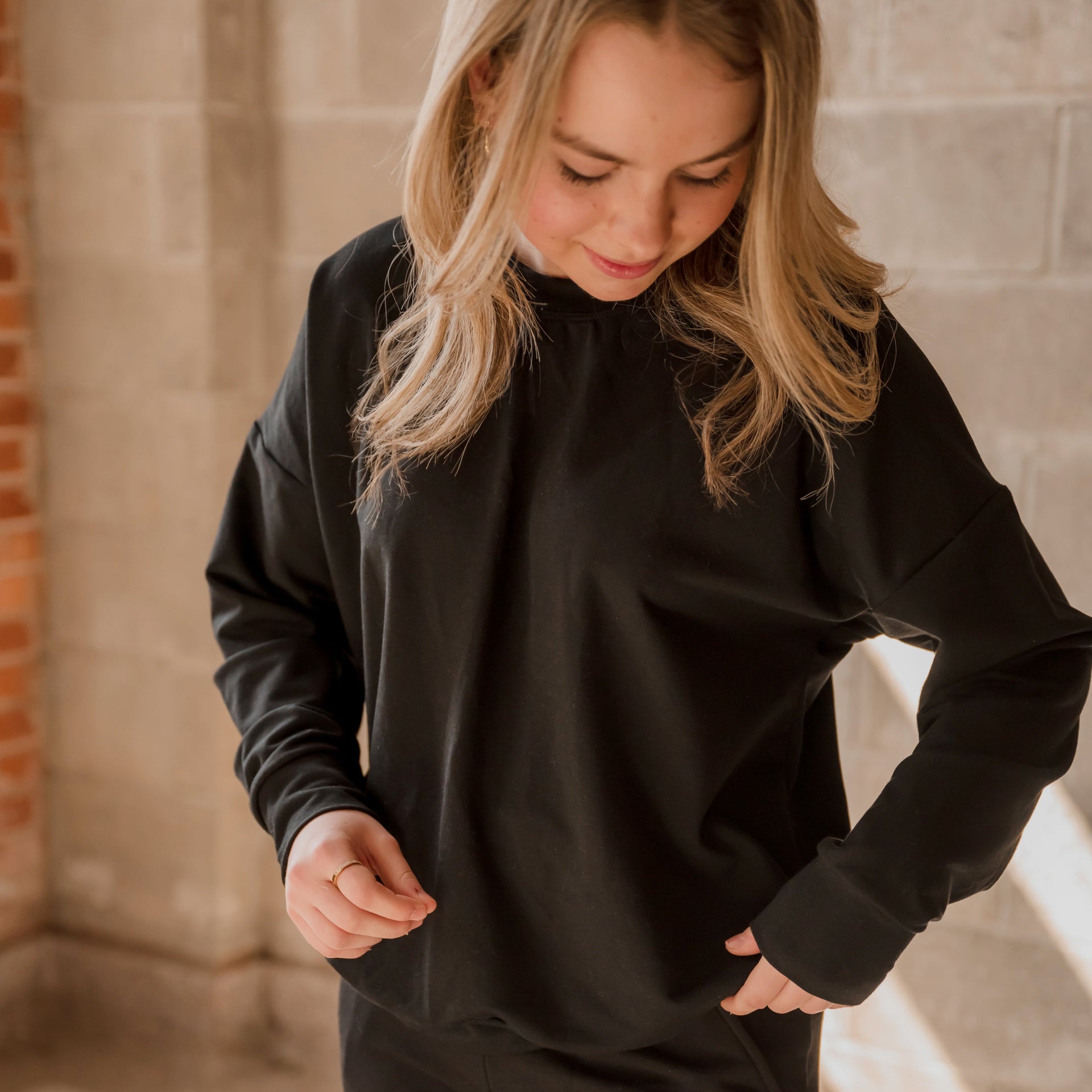 Crewneck pour femme en bambou noir