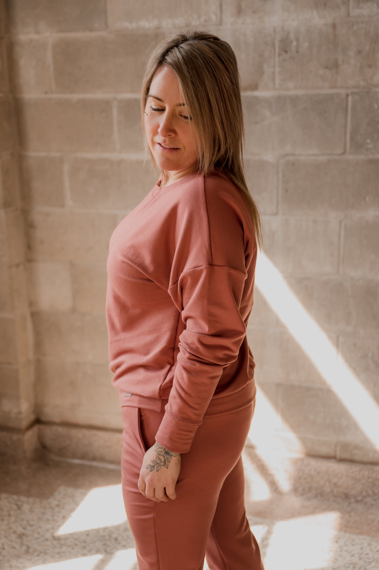 Crewneck femme prestige MomMe&Cie en bambou - Rose brique