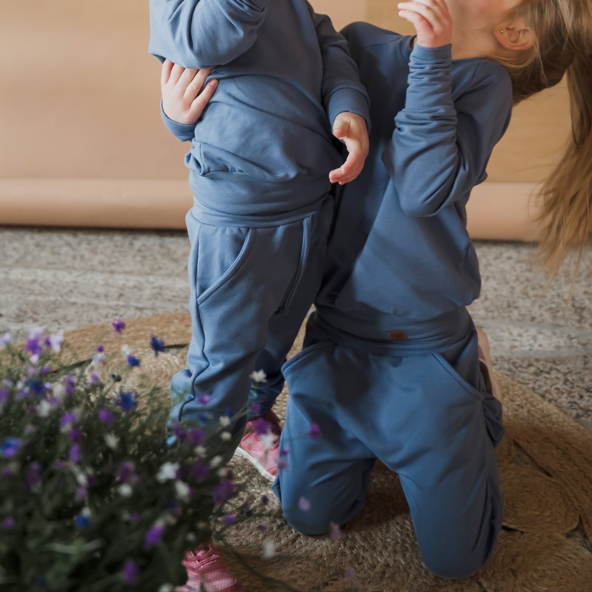 Crewneck enfant prestige MomMe&Cie en bambou - Bleu acier