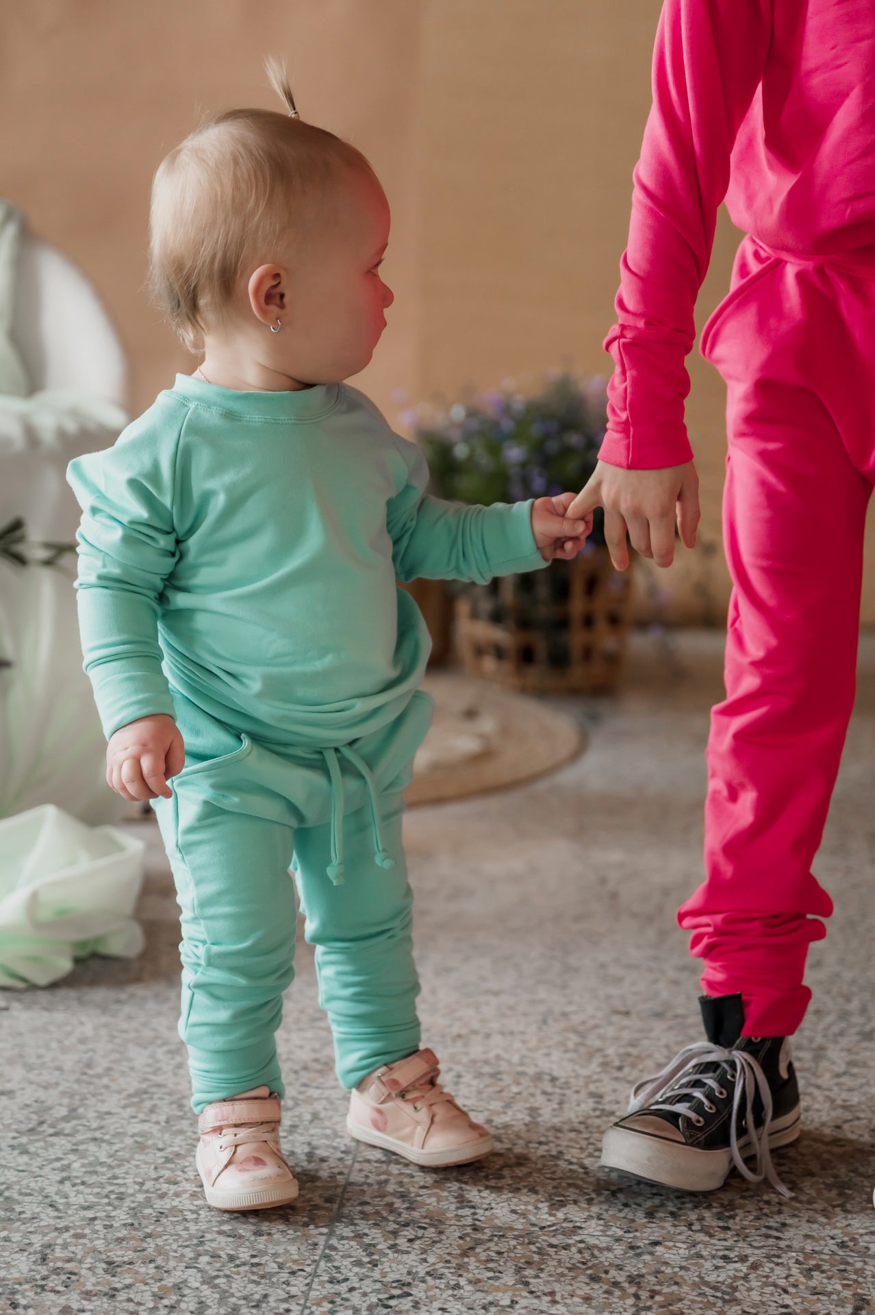 Crewneck enfant prestige MomMe&Cie en bambou - Bleu bali