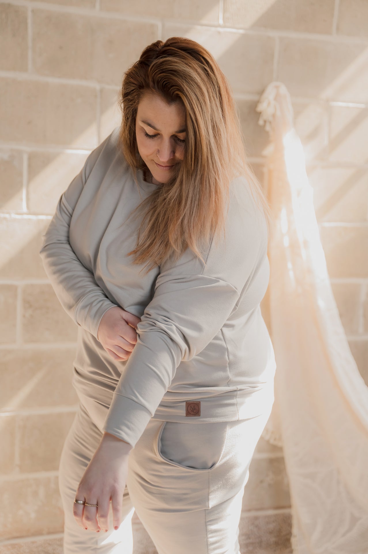 Crewneck femme prestige MomMe&Cie en bambou - Gris béton