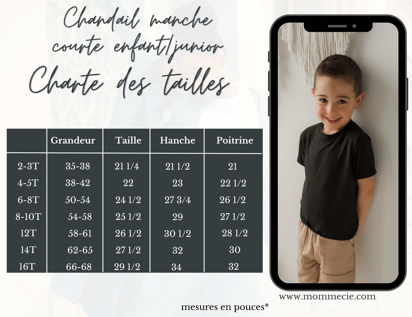 T-shirt enfant prestige MomMe&Cie en bambou - Noir