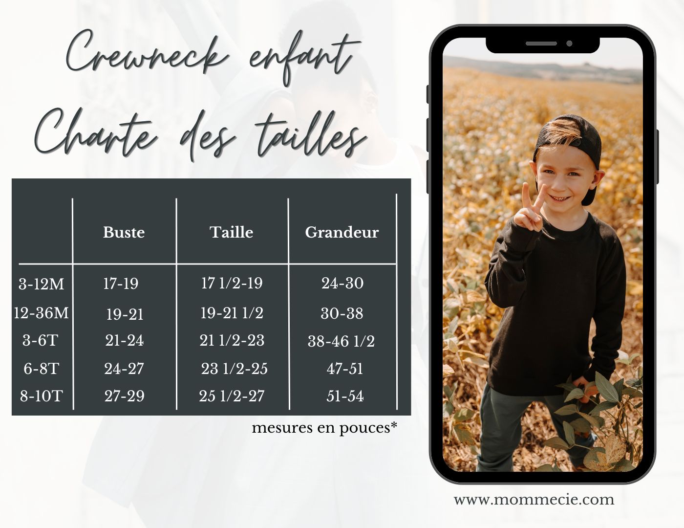 Crewneck enfant prestige MomMe&Cie en bambou fleece - Noir