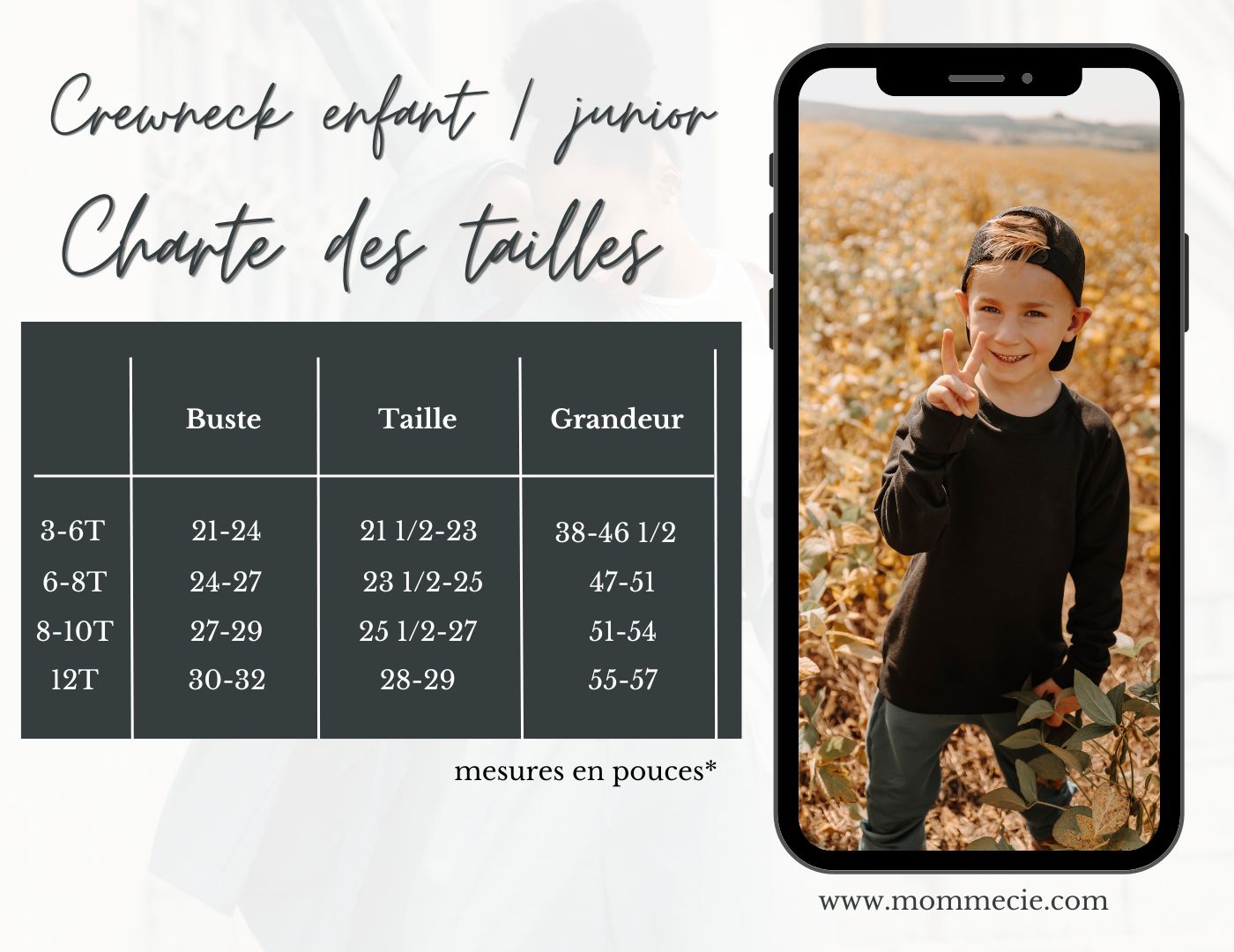 Crewneck enfant prestige MomMe&Cie en bambou - Gris béton