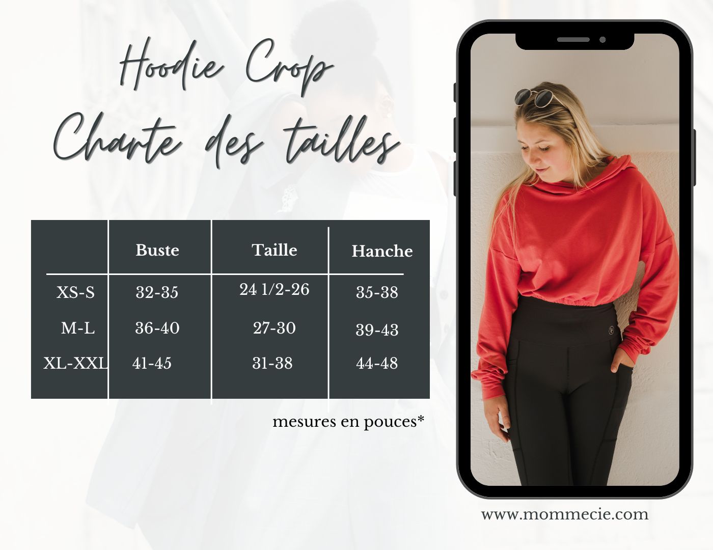 Hoodie crop prestige MomMe&Cie en bambou - Corail