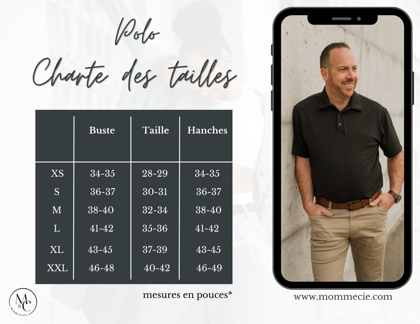 Polo prestige MomMe&Cie en bambou - Noir. RETAIL