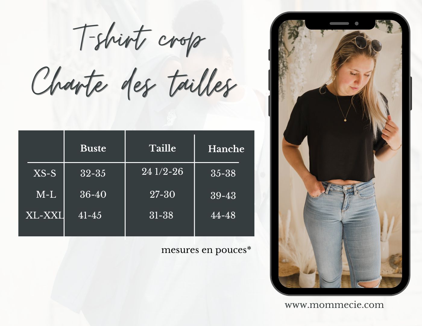 T-shirt crop prestige MomMe&Cie en bambou - Noir - Mélissa Poudrier