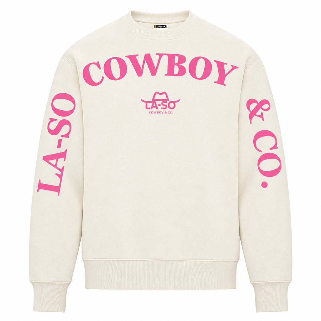 crewneck ivoire avec écriture rose