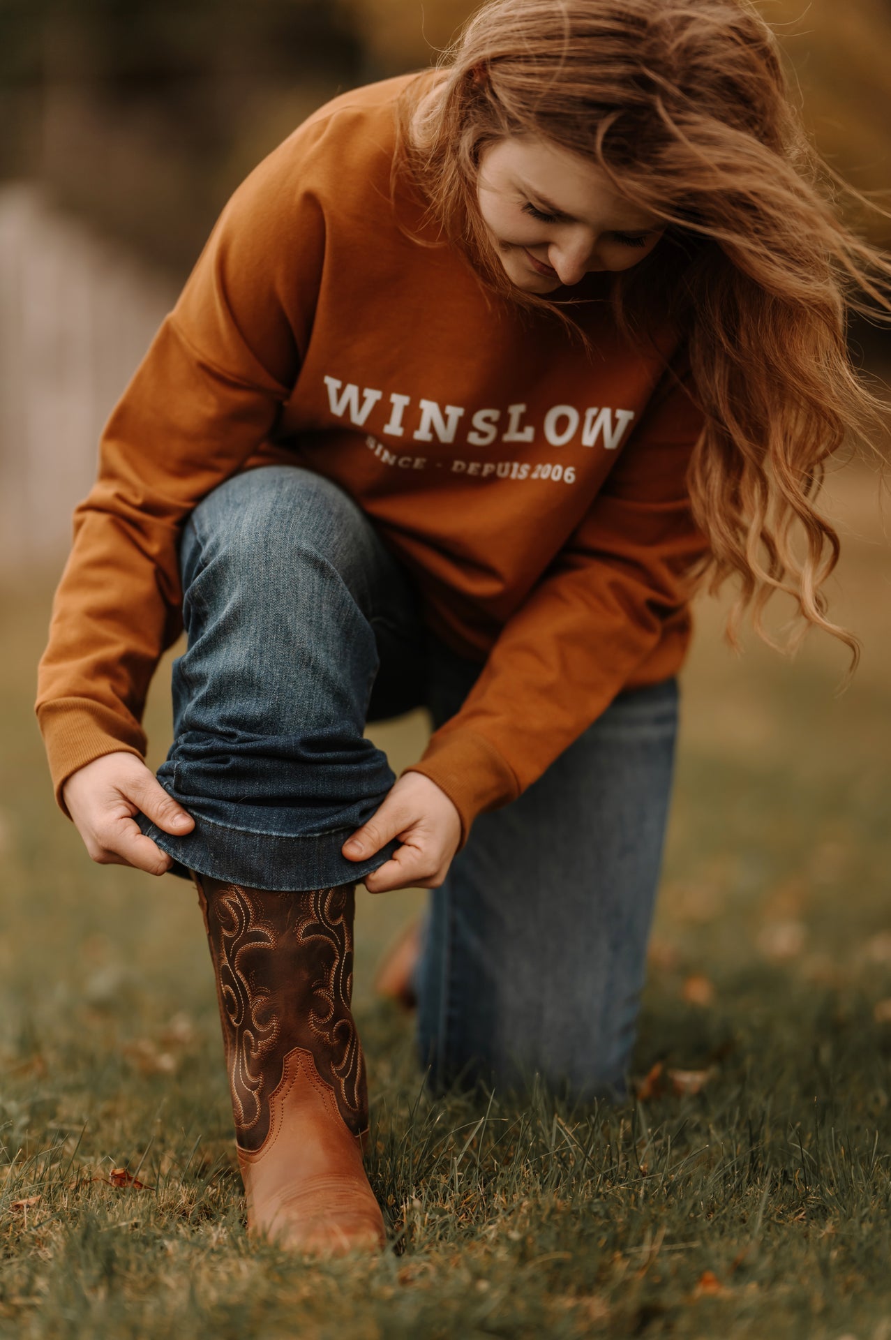 Crewneck pour femme ocre Winslow en bambou fleece