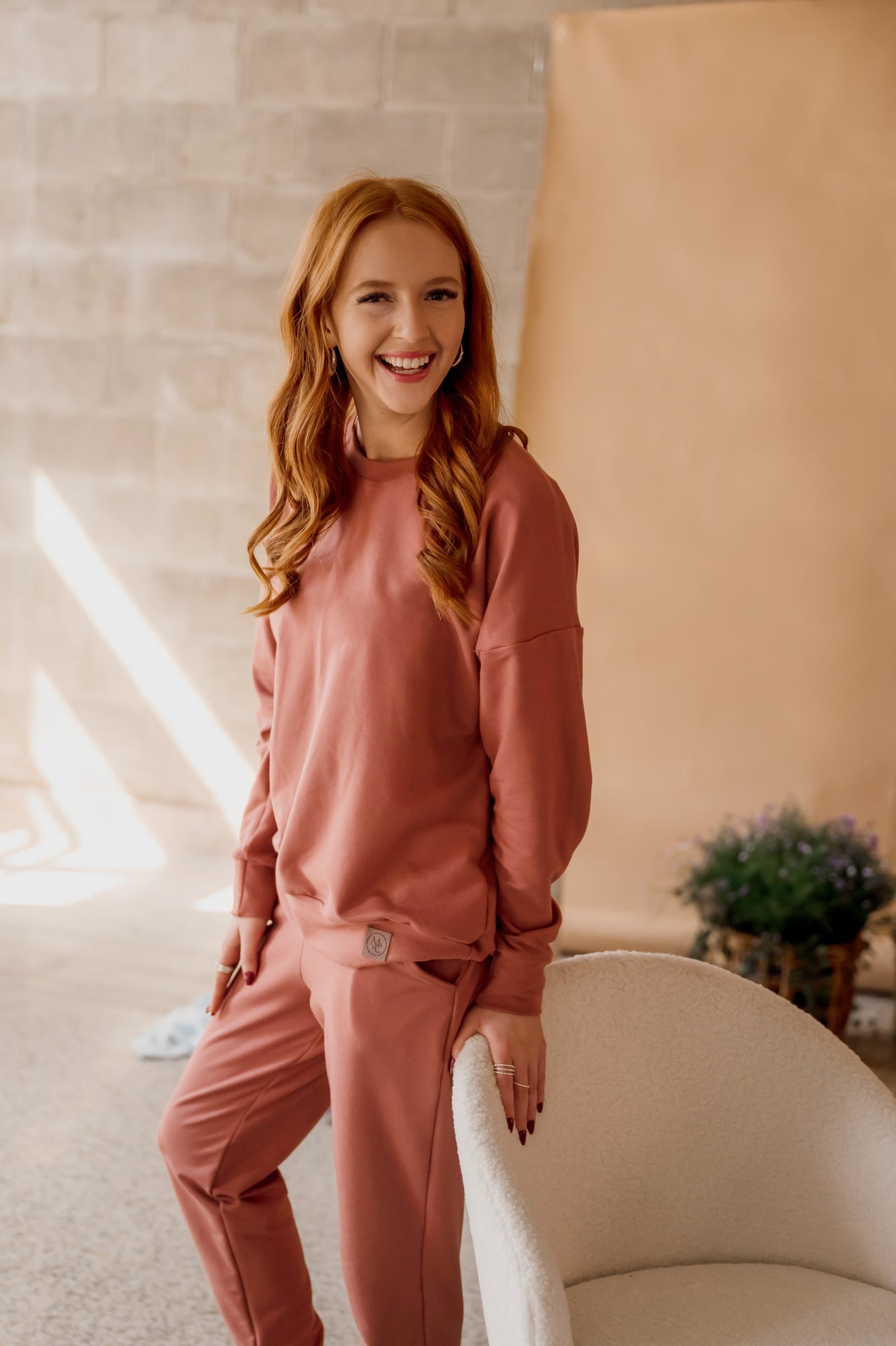 Crewneck femme prestige MomMe&Cie en bambou - Rose brique