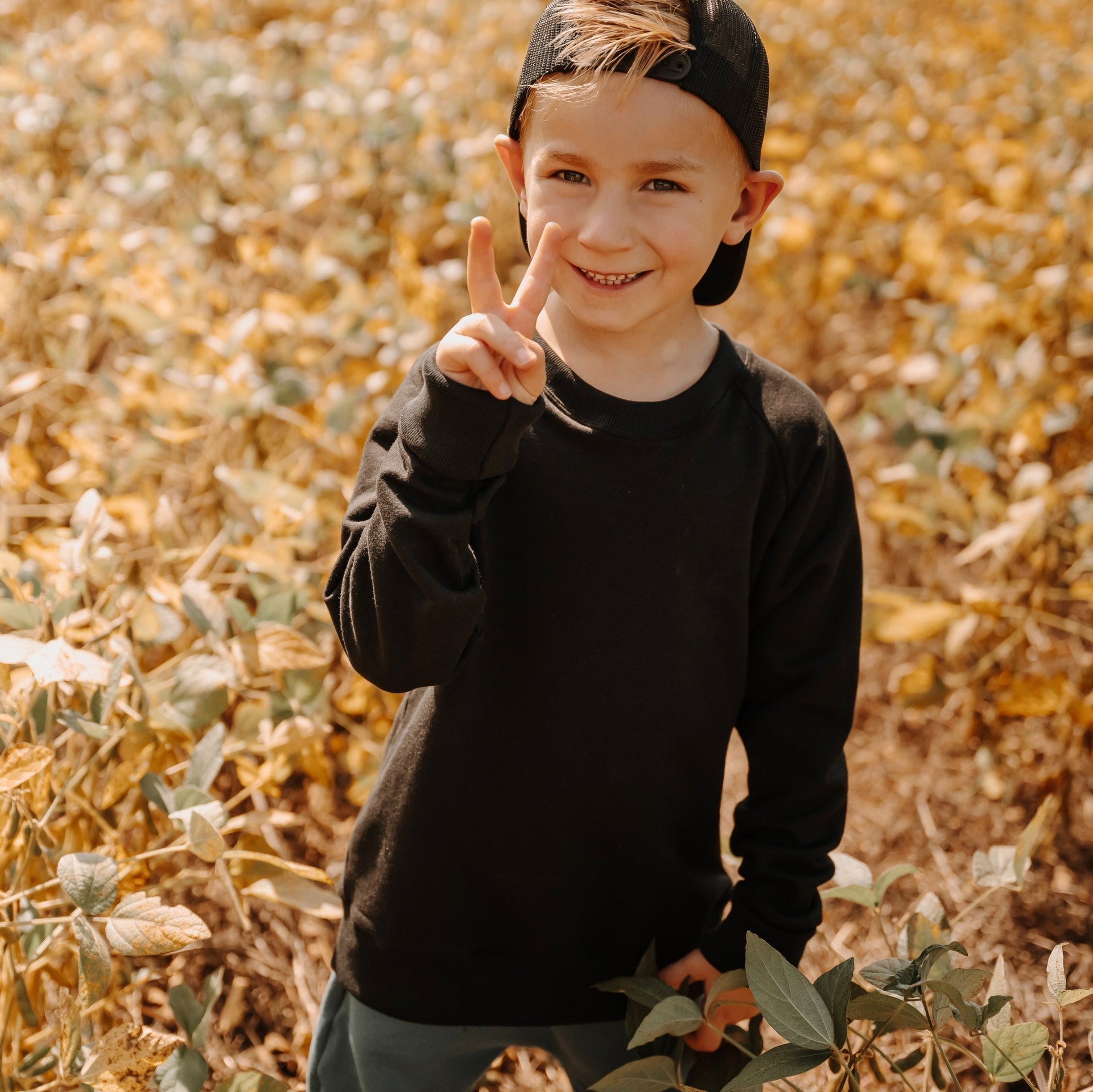 Crewneck enfant prestige MomMe&Cie en bambou fleece - Noir