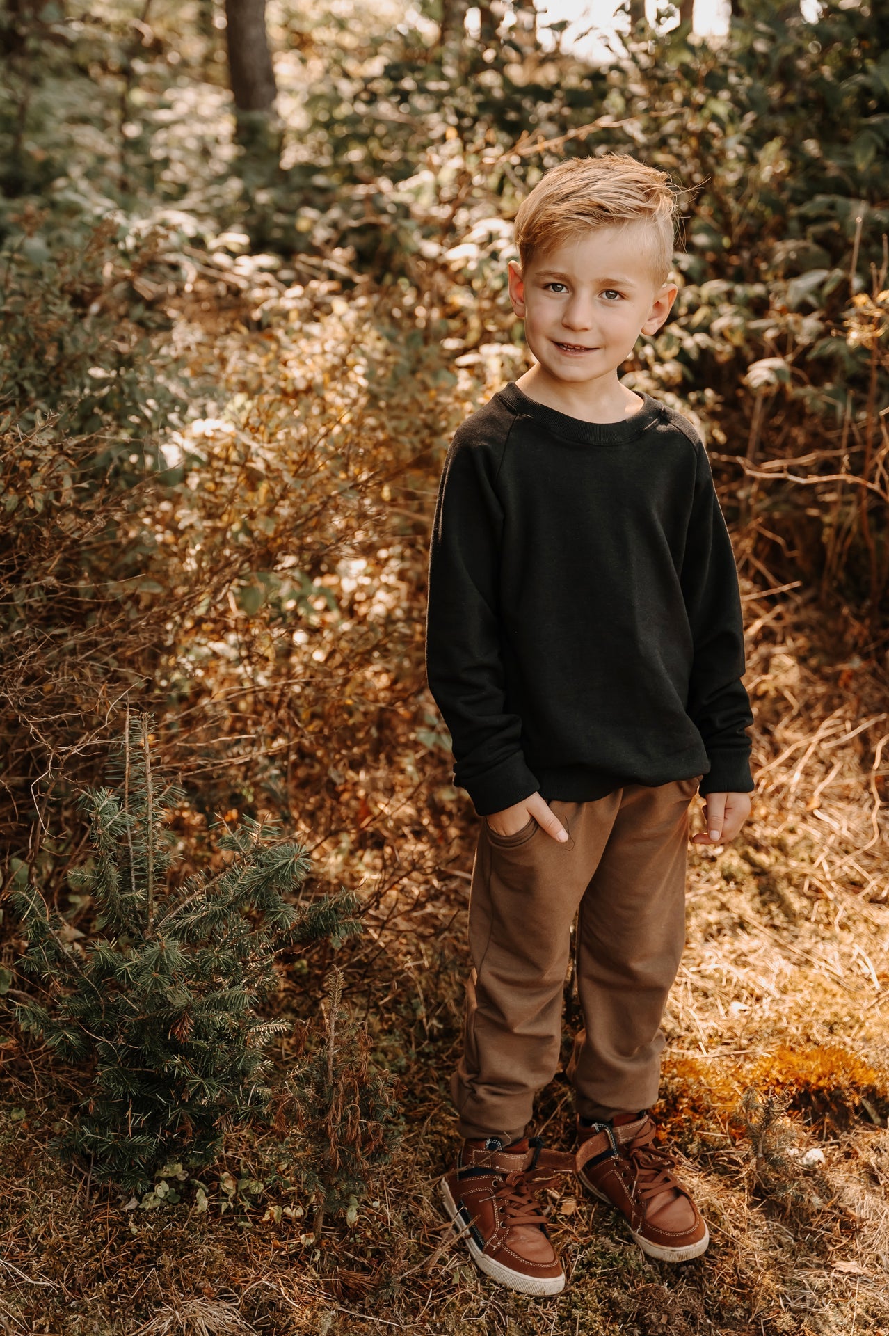 Crewneck enfant prestige MomMe&Cie en bambou fleece - Noir