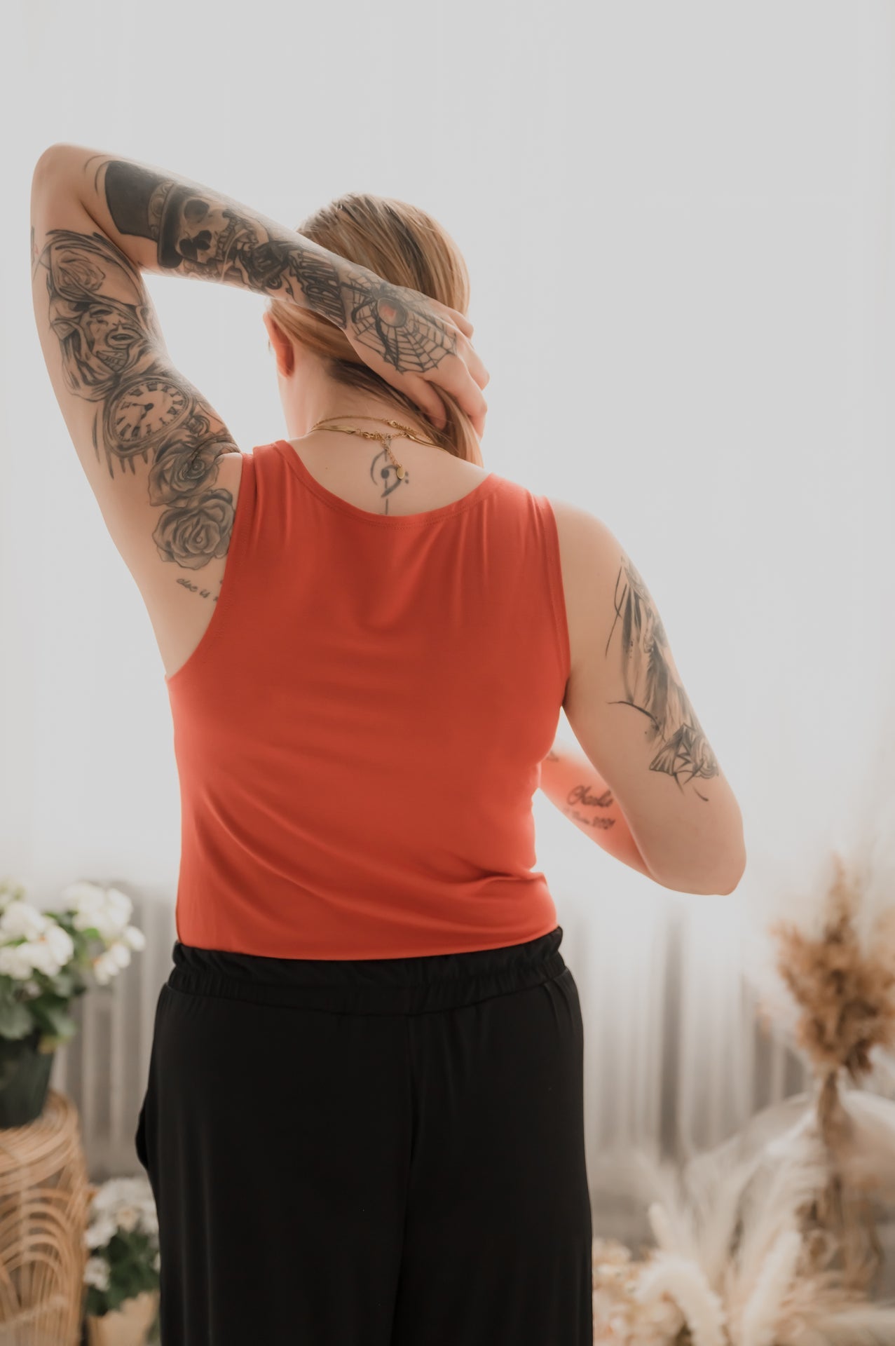 Camisole longue femme prestige MomMe&Cie en bambou - Orangé