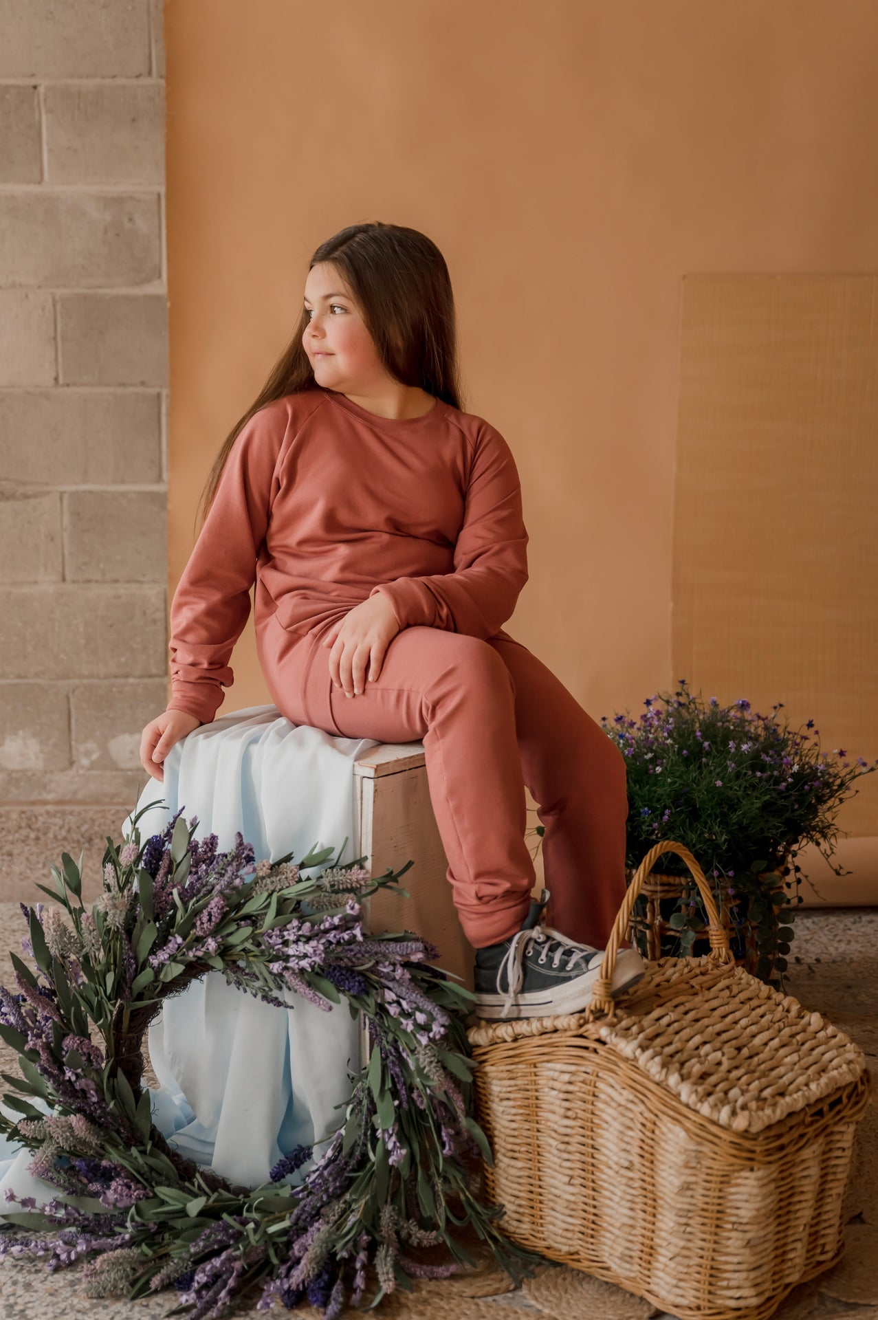 Crewneck enfant prestige MomMe&Cie en bambou - Rose brique