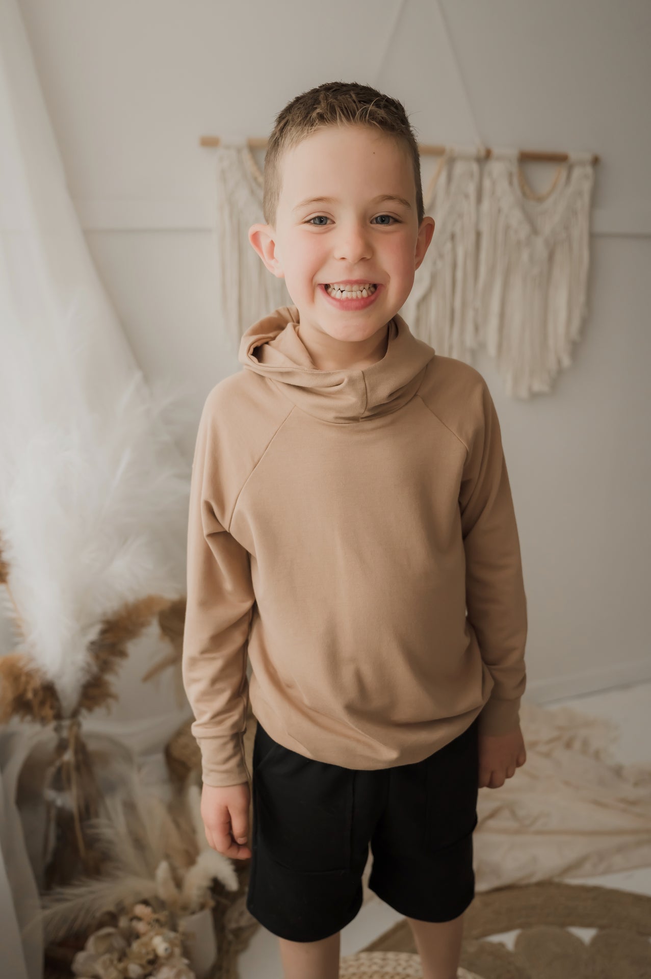 Hoodie enfant prestige MomMe&Cie en bambou - Amande