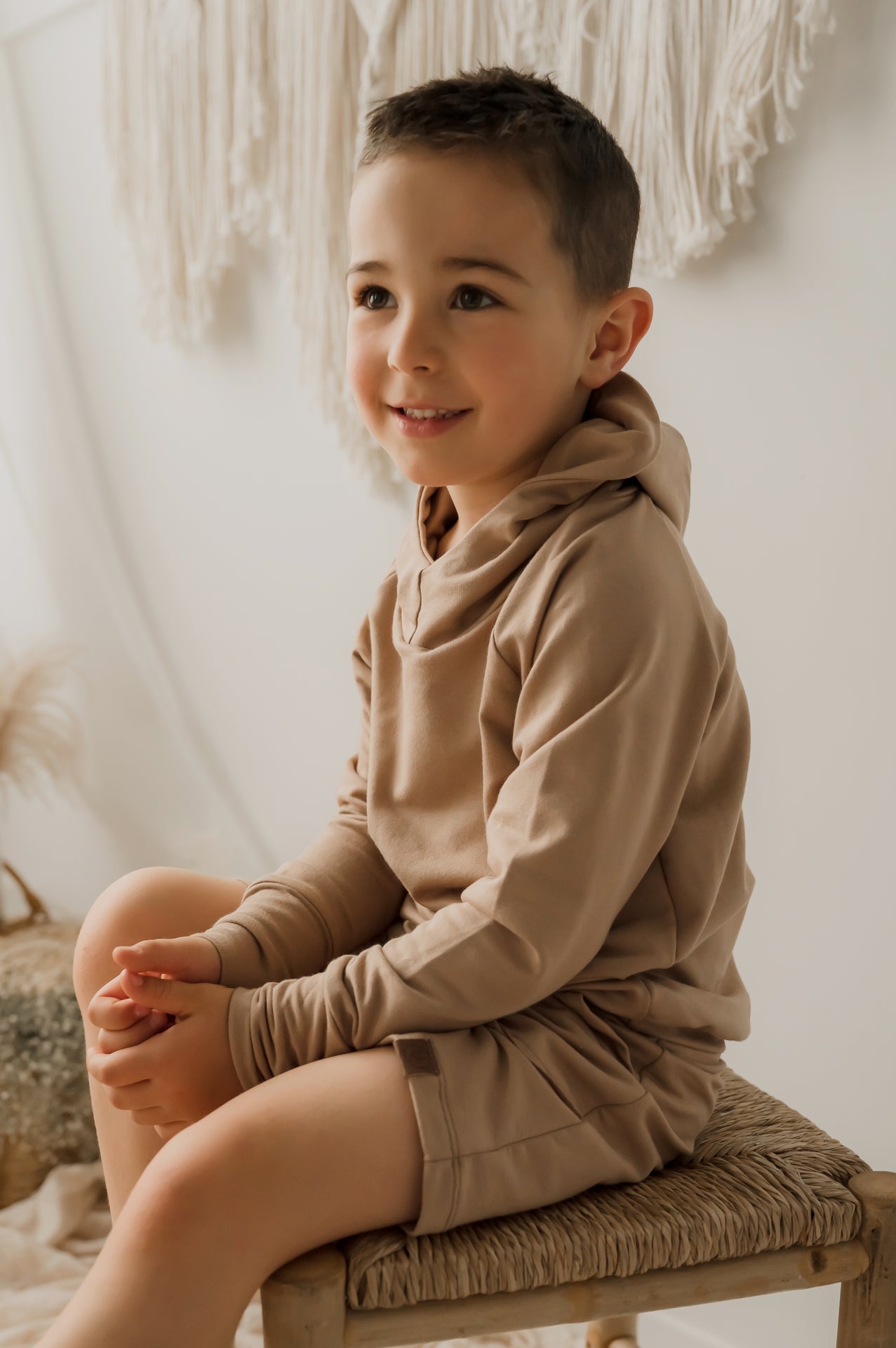 Hoodie enfant prestige MomMe&Cie en bambou - Amande