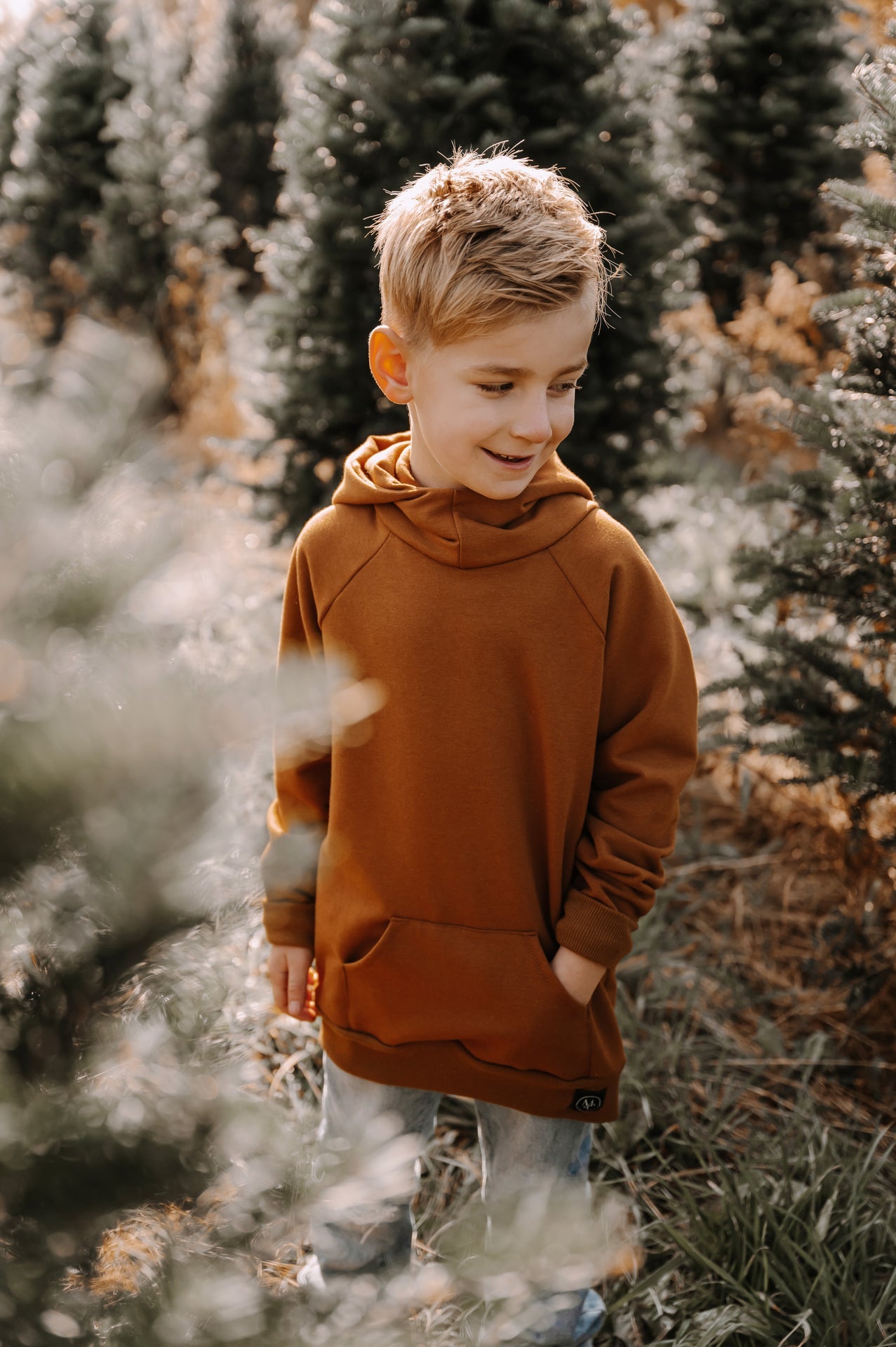 Hoodie enfant prestige MomMe&Cie en bambou fleece - Ocre