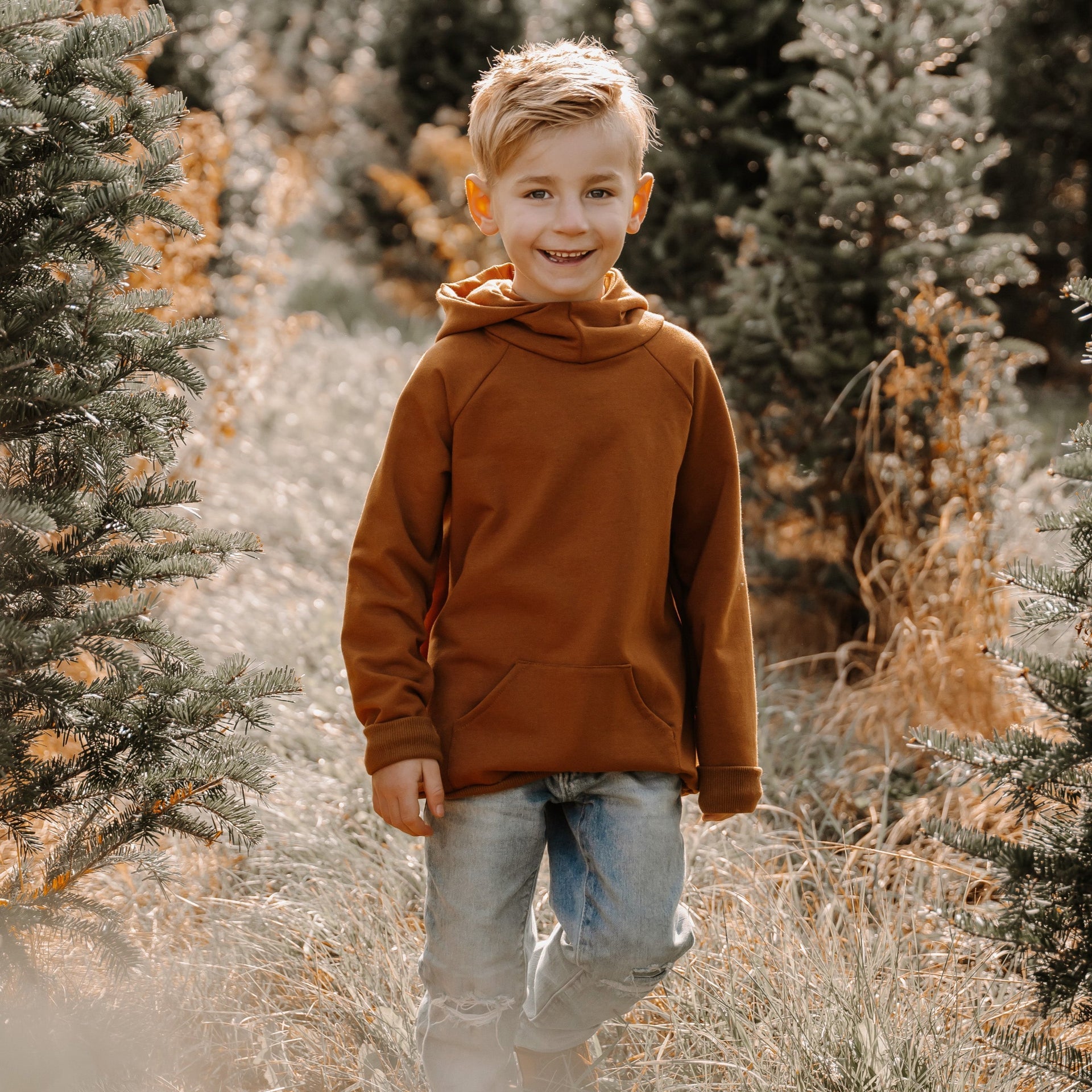 Hoodie enfant prestige MomMe&Cie en bambou fleece - Ocre