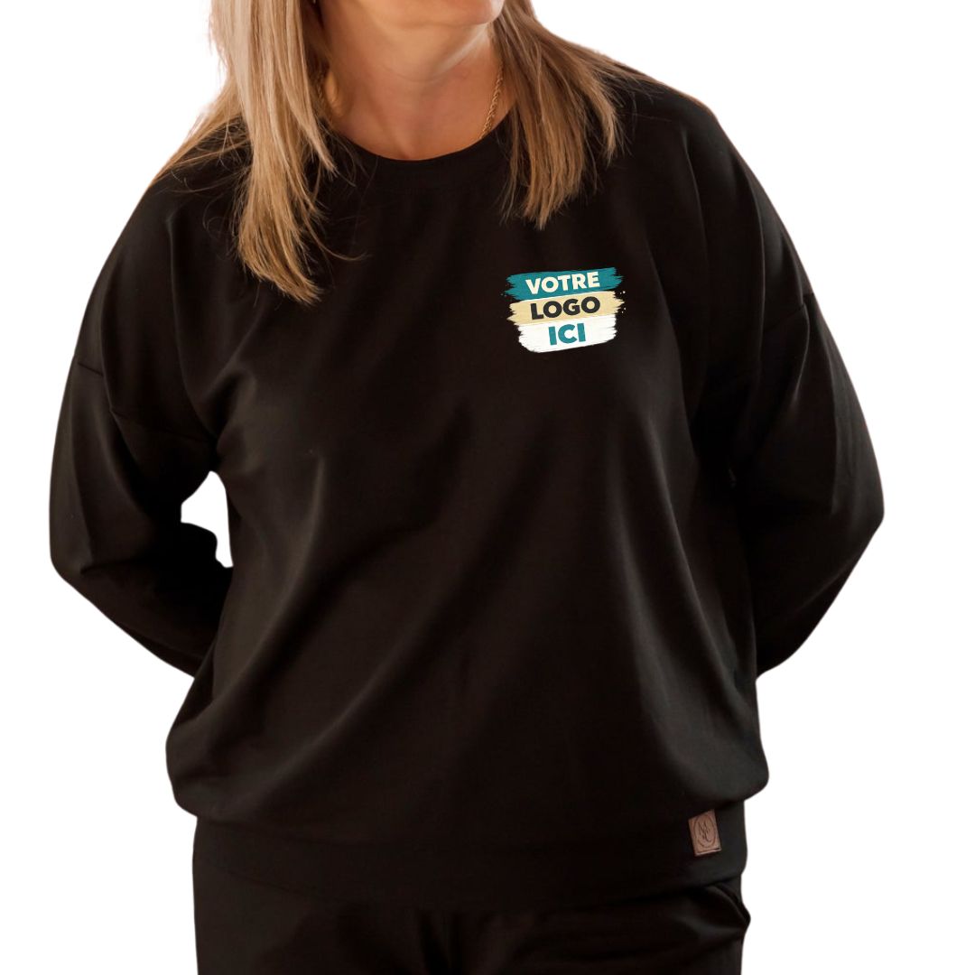 Crewneck femme prestige MomMe&Cie en bambou - Noir | Corporatif
