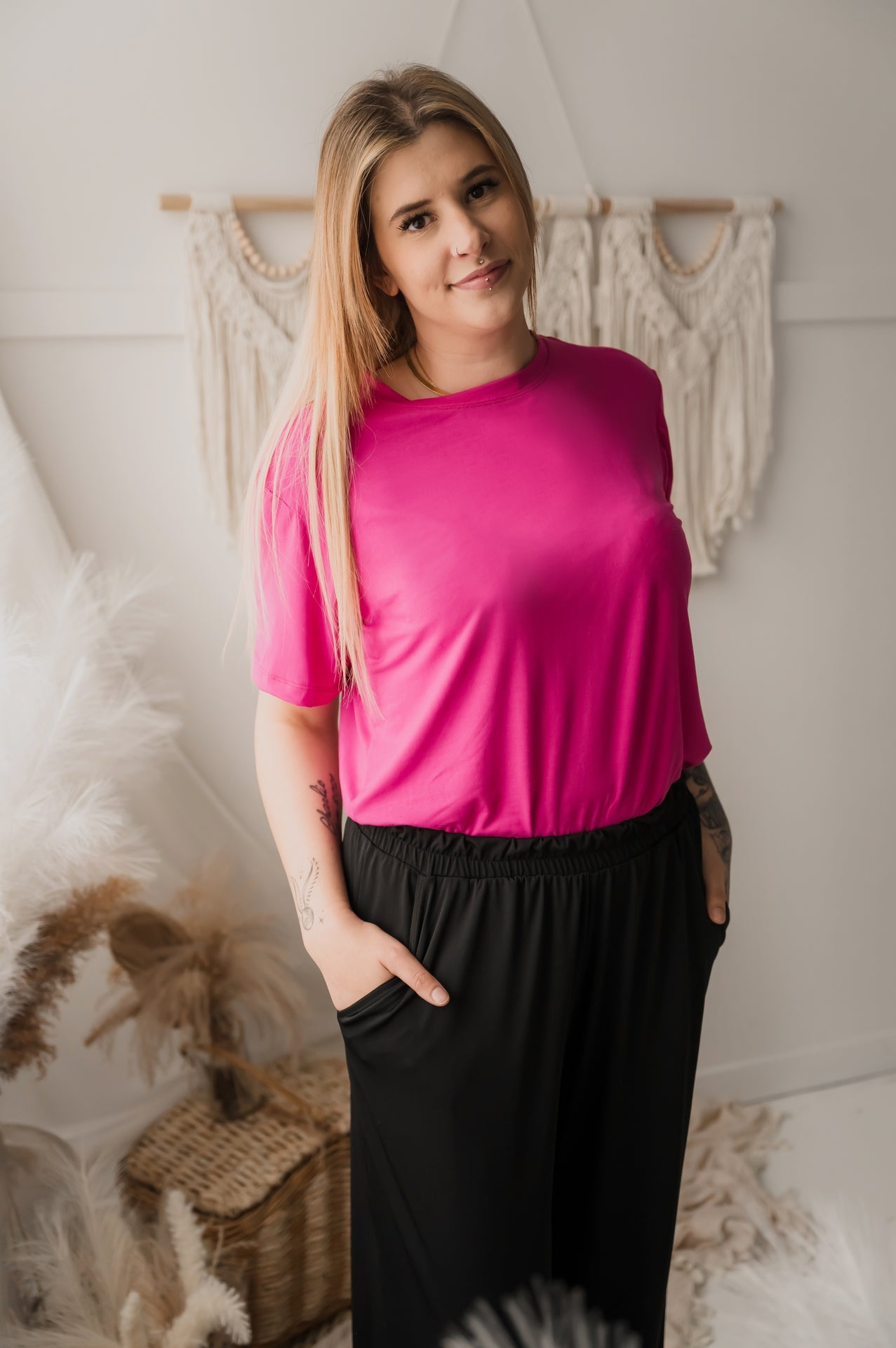 T-shirt unisexe prestige MomMe&Cie en bambou - Magenta