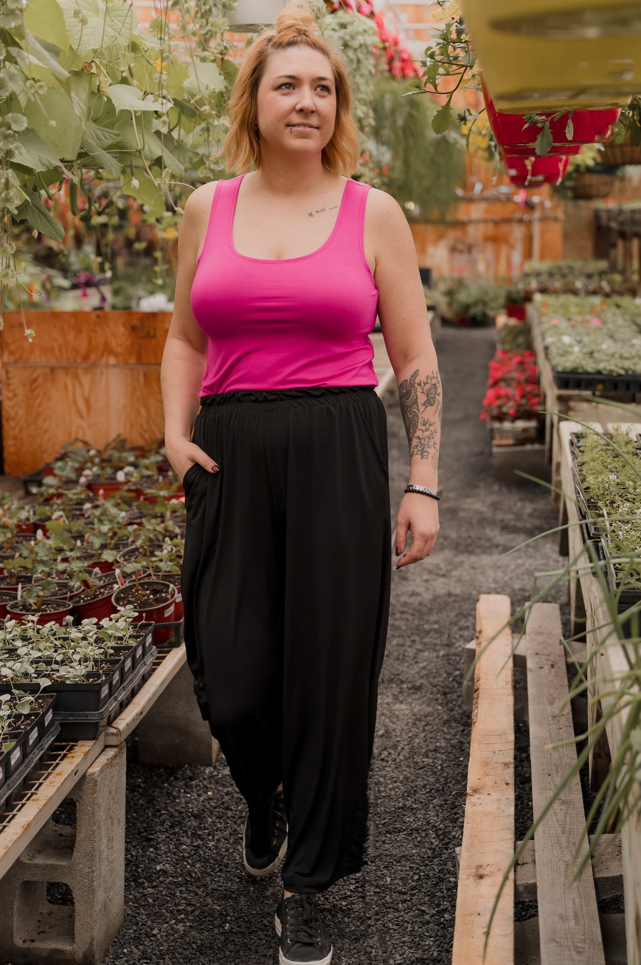 Camisole longue femme prestige MomMe&Cie en bambou - Magenta