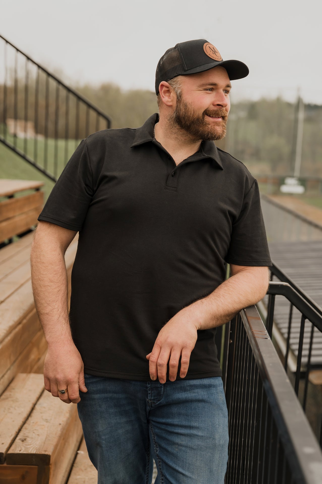 Polo Jordan noir à manche courte en bambou