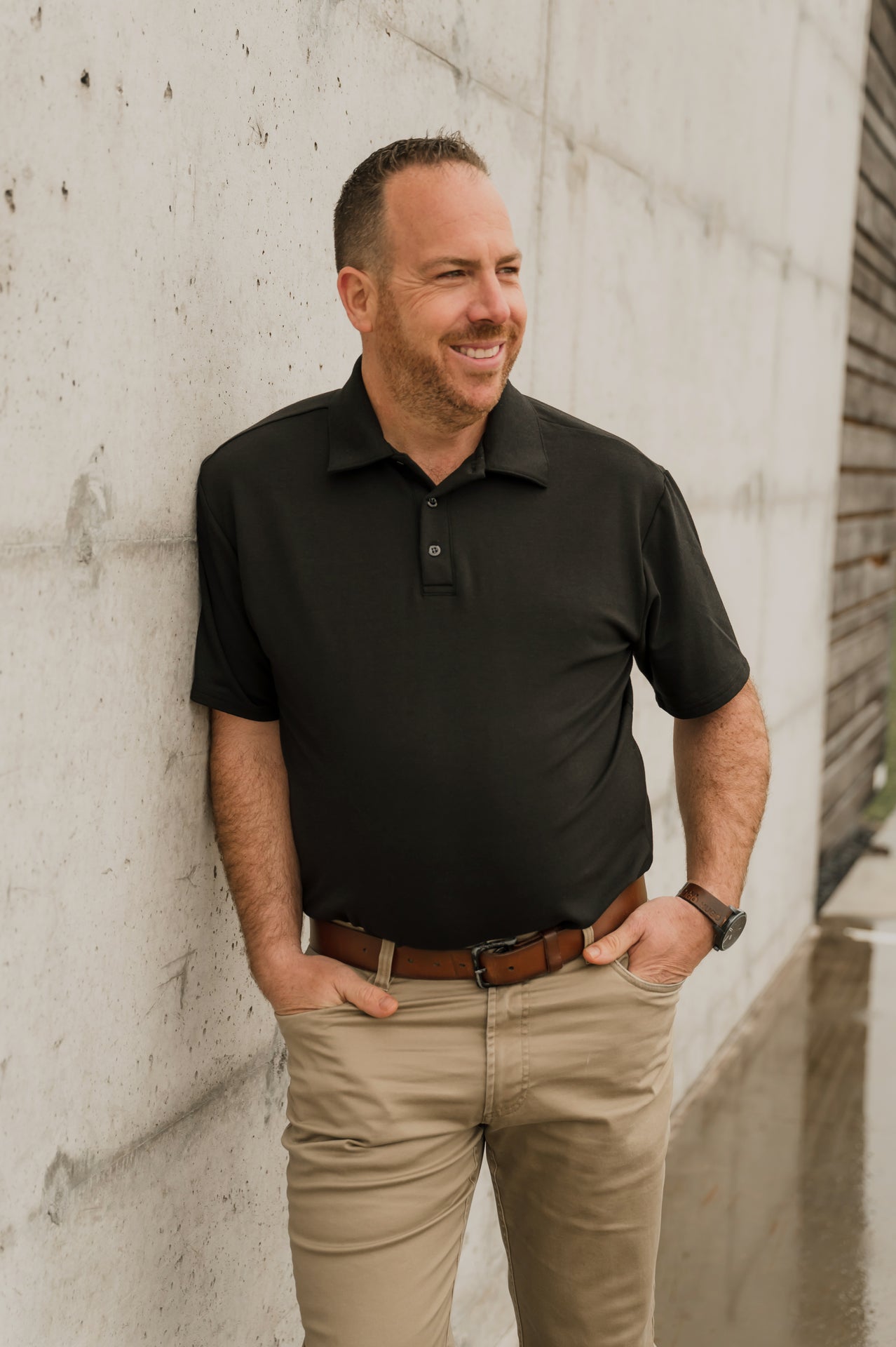 Polo Jordan noir à manche courte en bambou