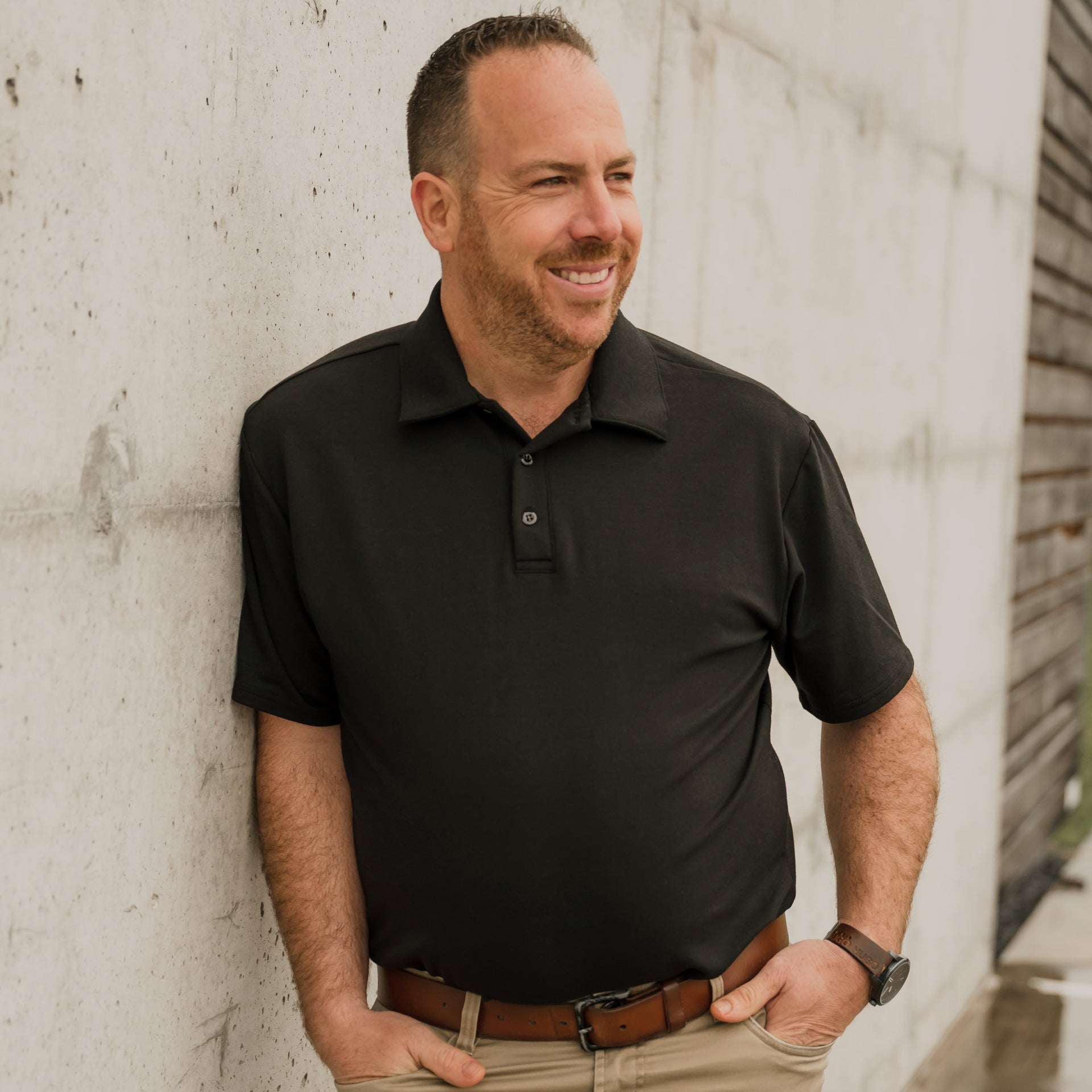 Polo Jordan noir à manche courte en bambou