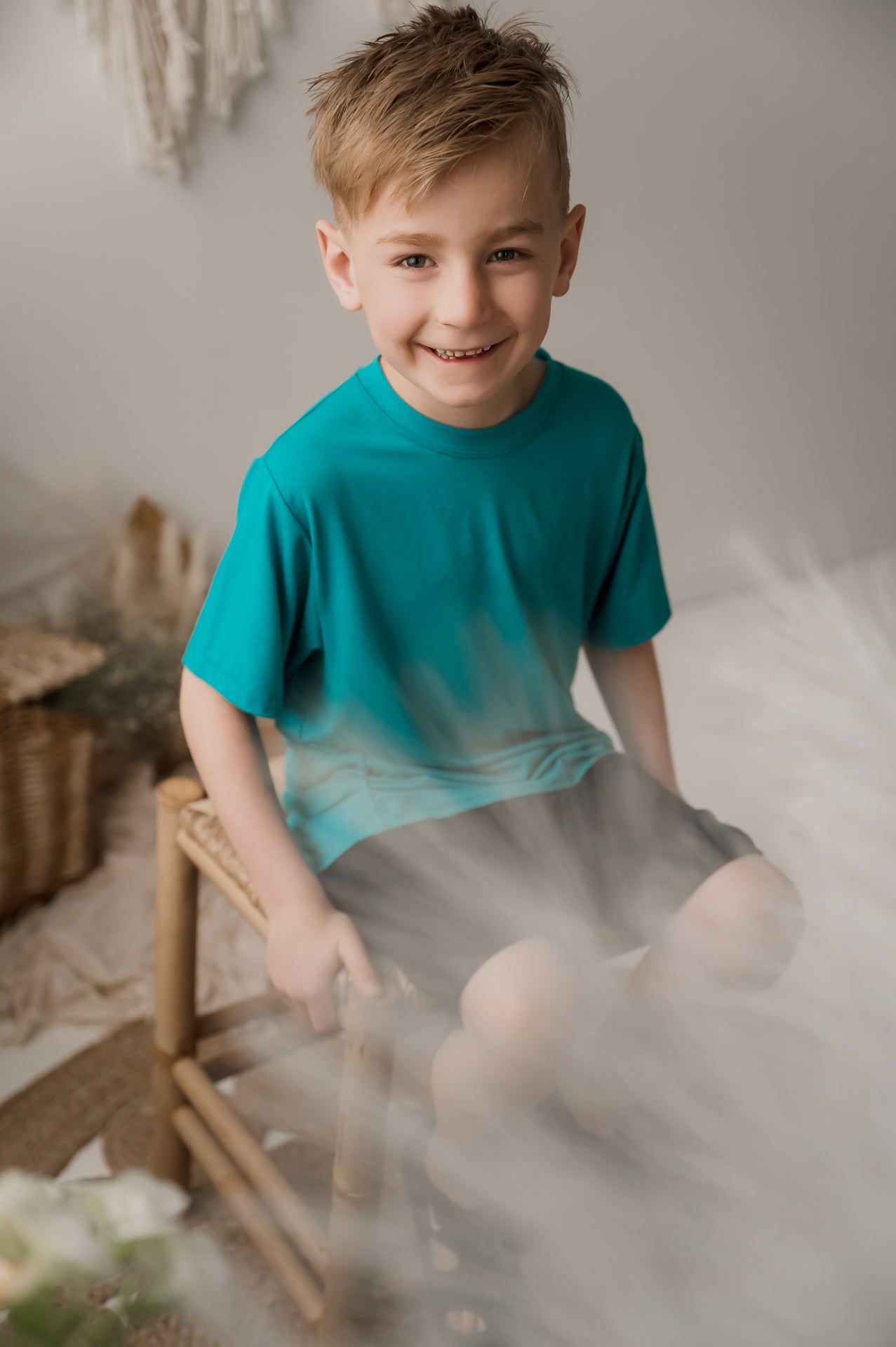 T-shirt enfant prestige MomMe&Cie en bambou - Bleu azur