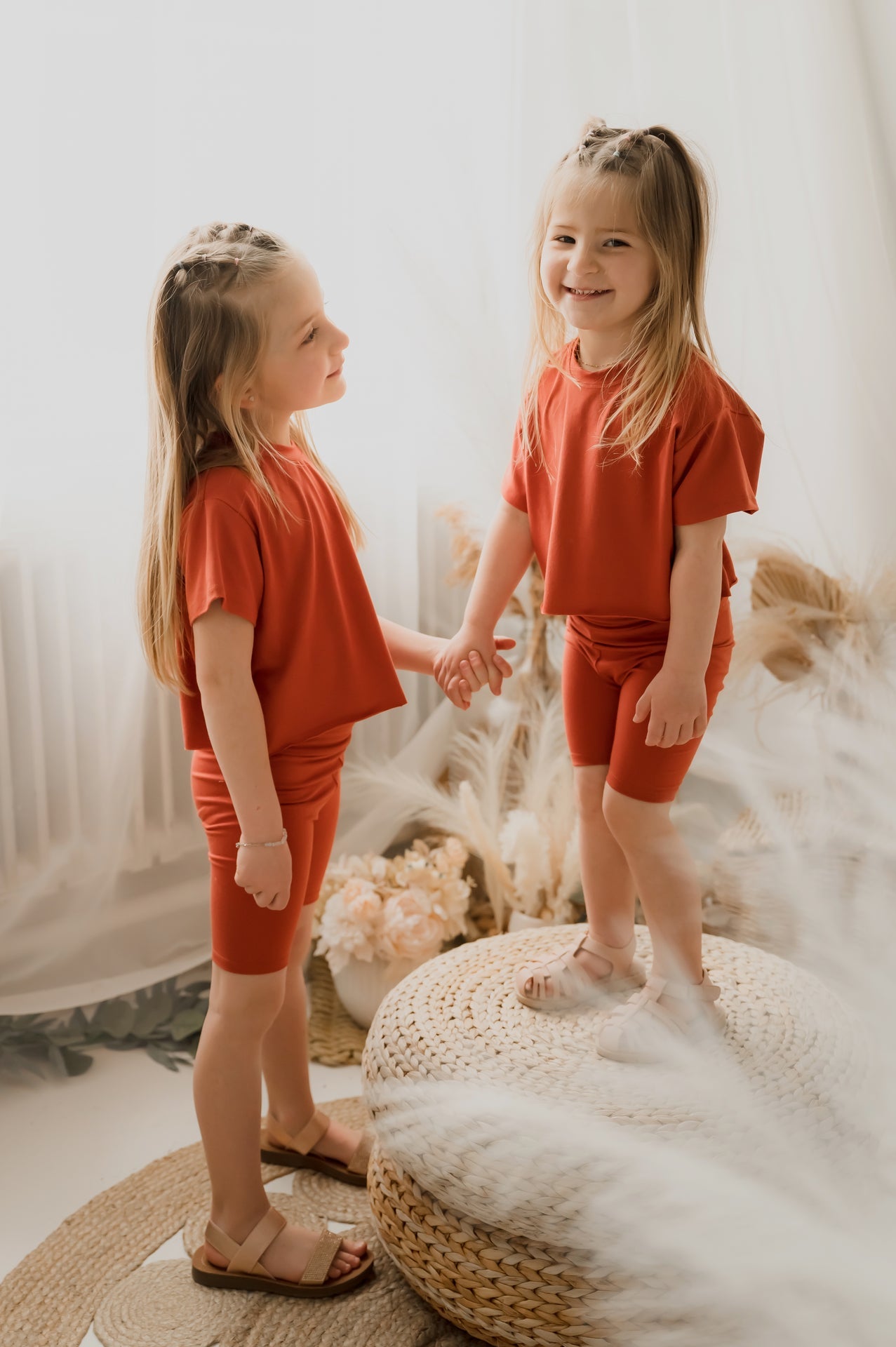 T-shirt crop enfant prestige MomMe&Cie en bambou - Orangé