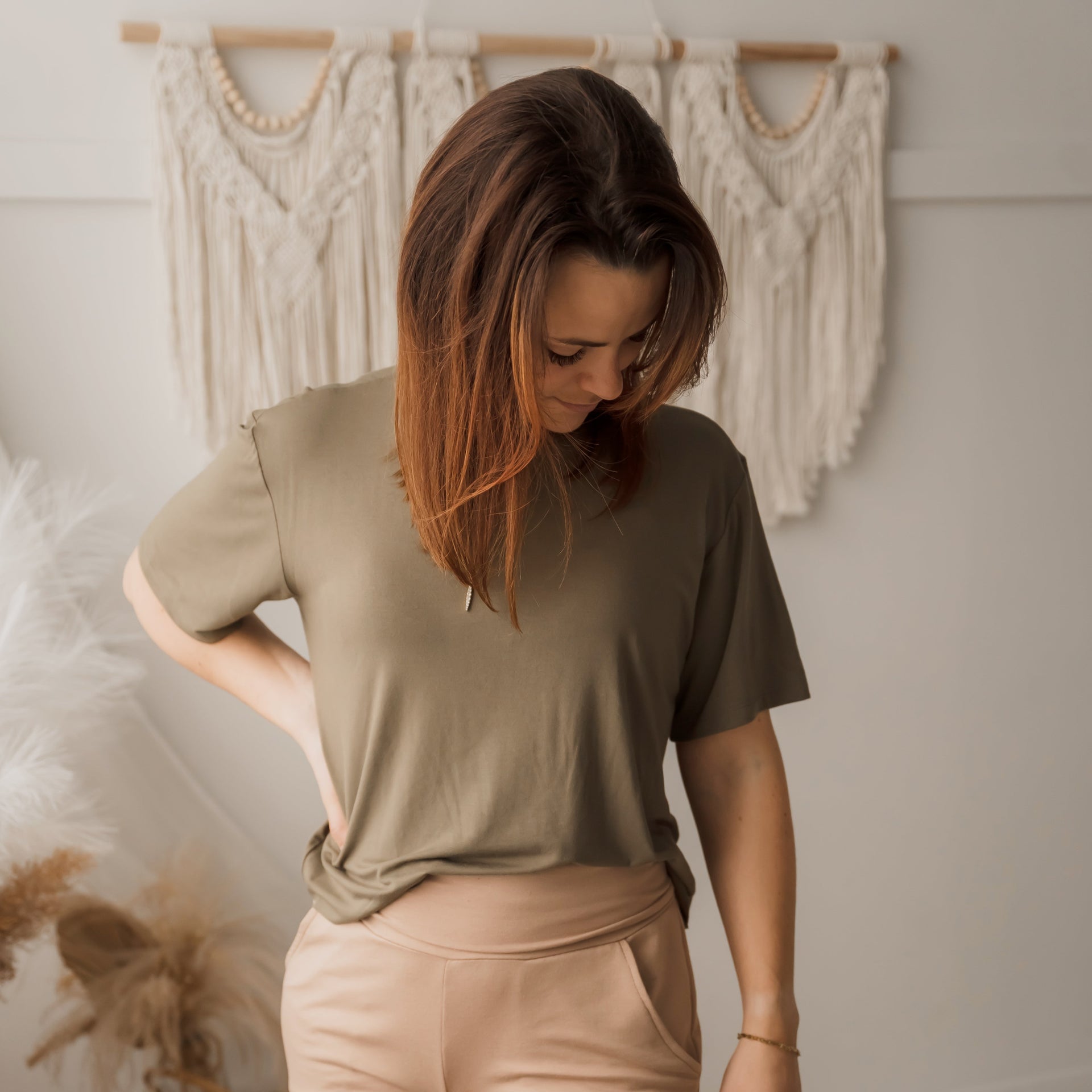 T-shirt unisexe prestige MomMe&Cie en bambou - Olive