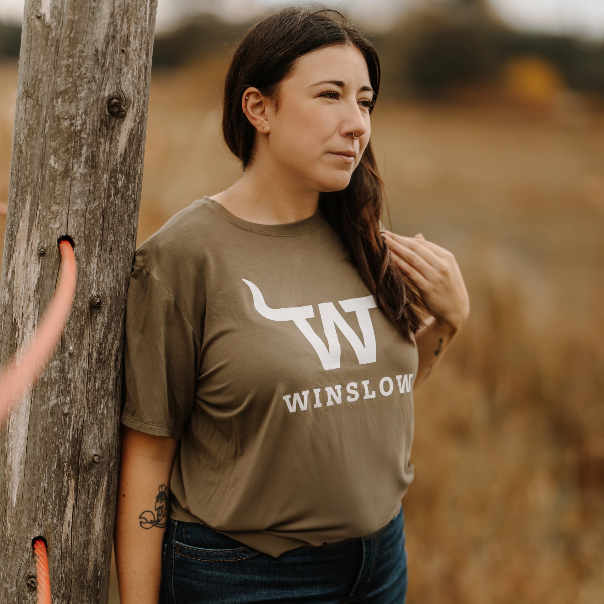 T-shirt Marie crop Winslow en bambou olive pour femme