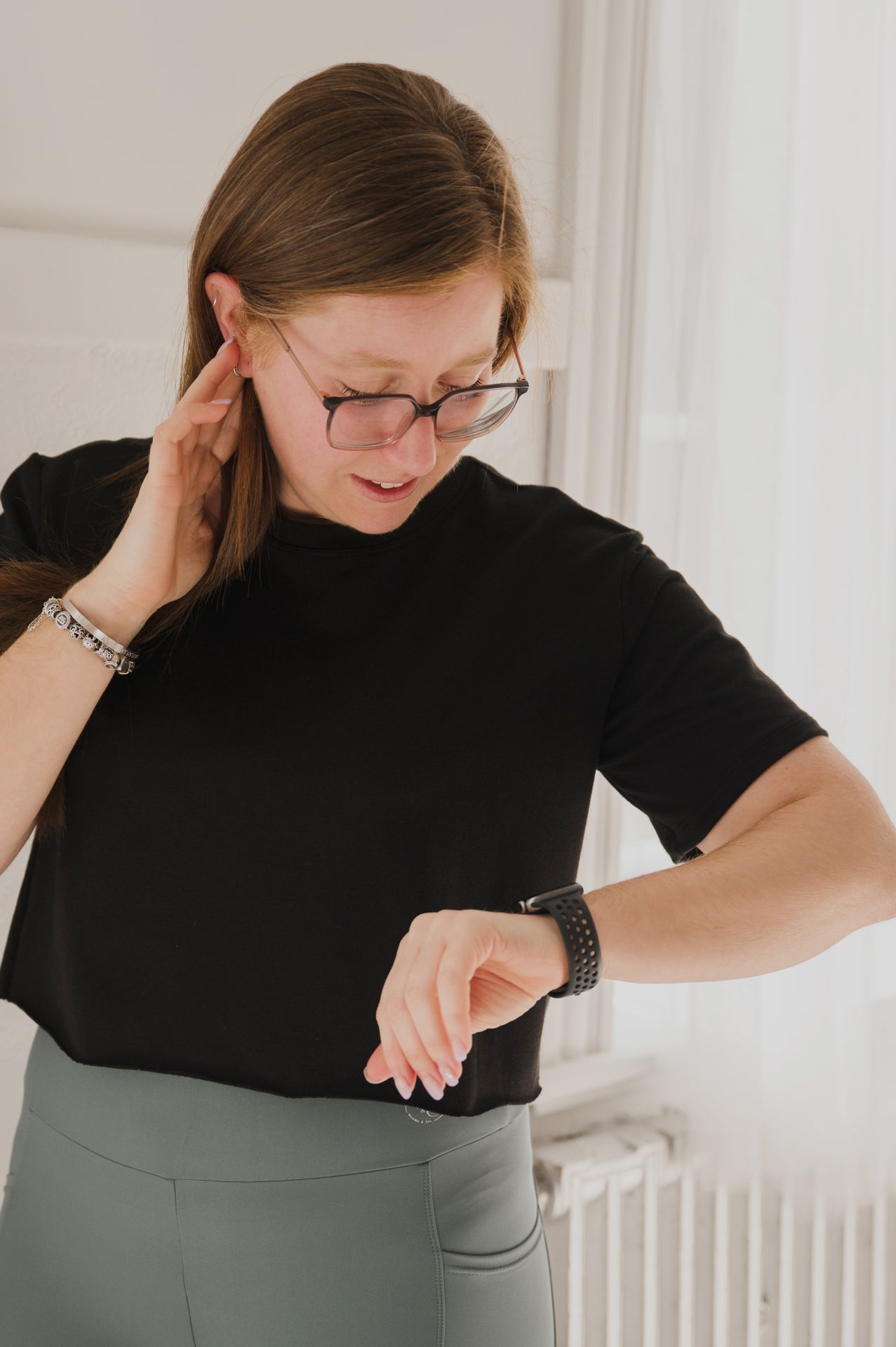 T-shirt Marie crop en bambou noir pour femme