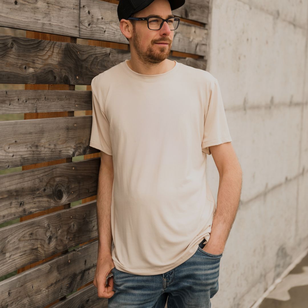 T-shirt unisexe prestige MomMe&Cie en bambou - Ivoire