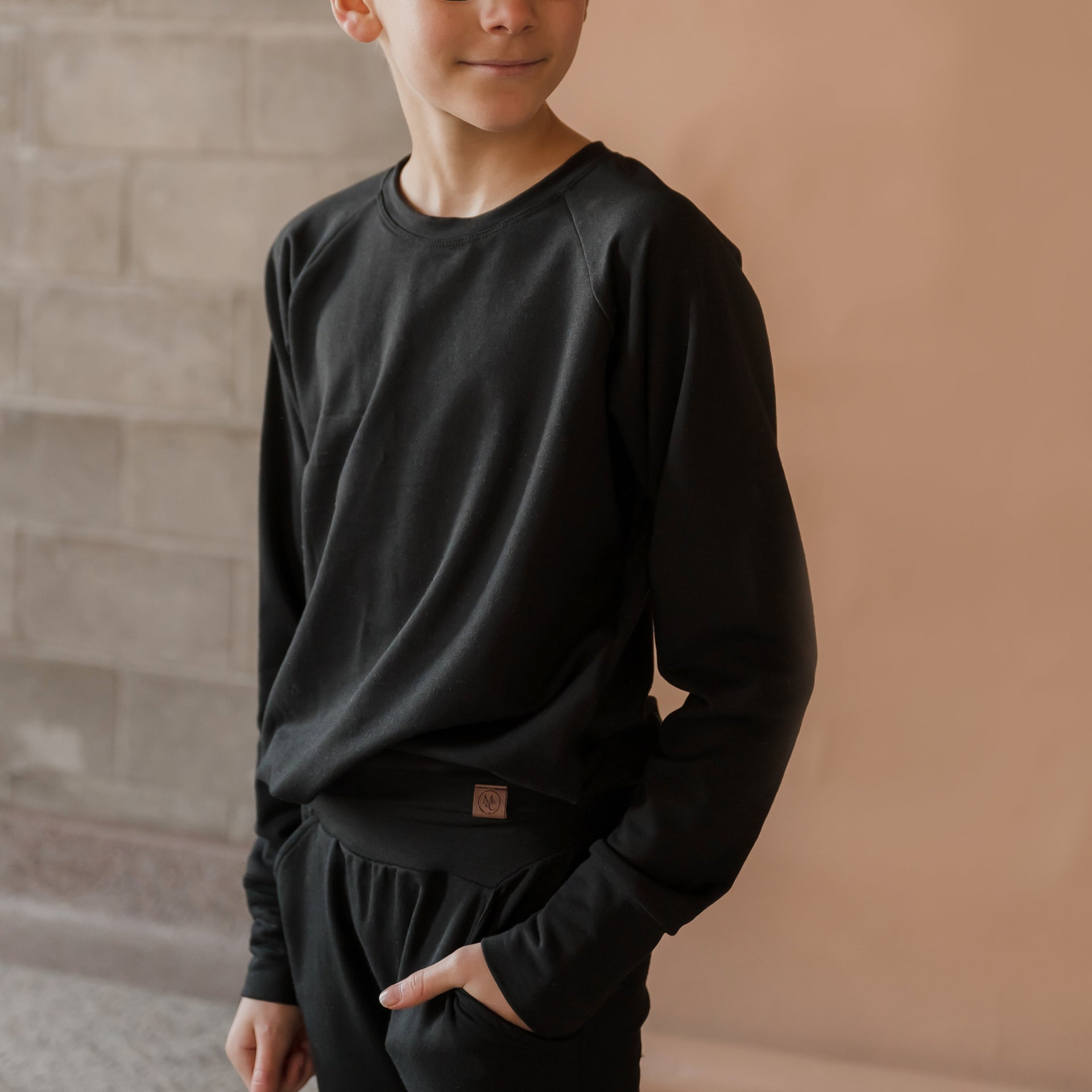 Crewneck enfant prestige MomMe&Cie en bambou - Noir