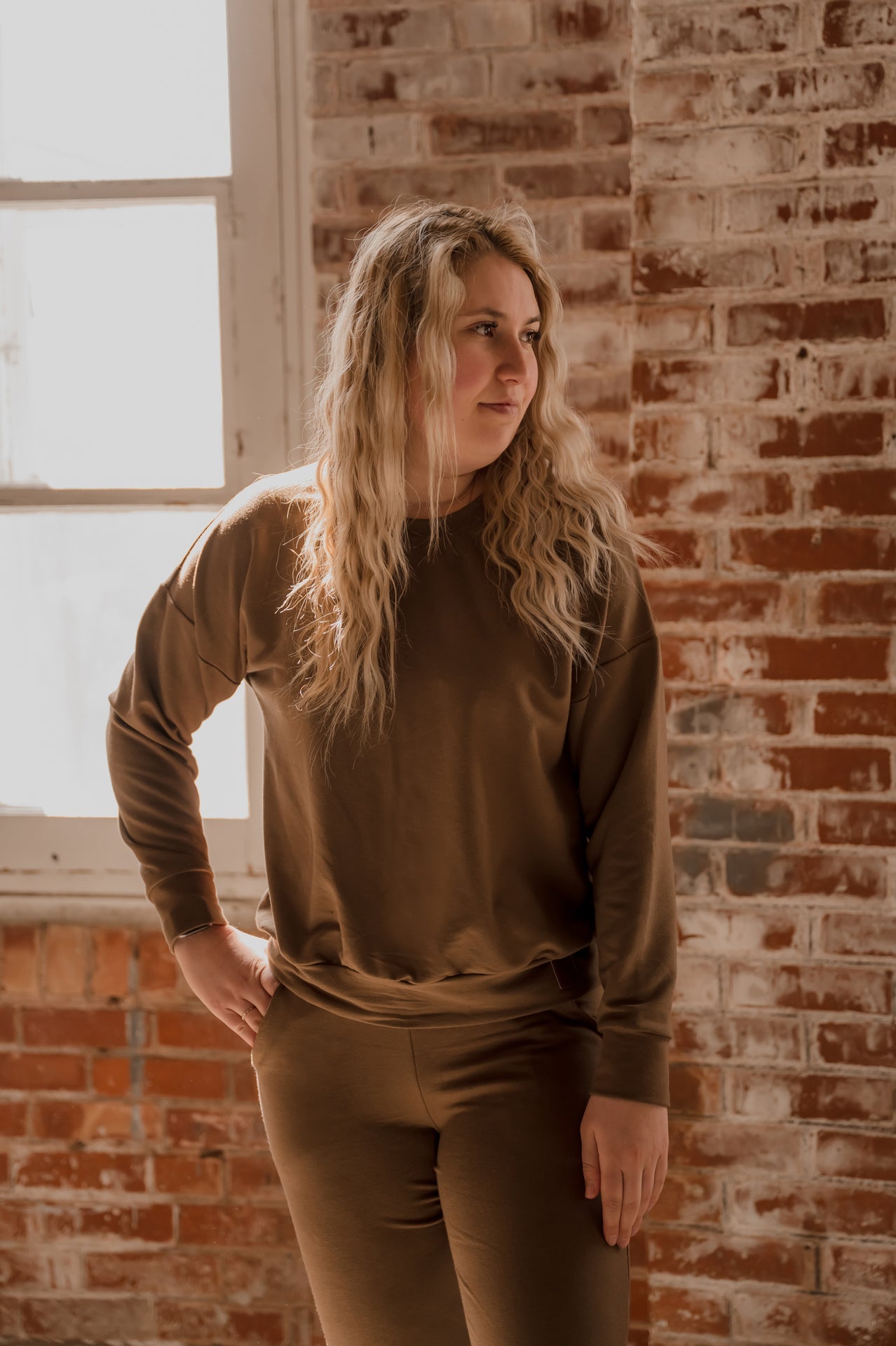 Crewneck femme prestige MomMe&Cie en bambou - Café latté