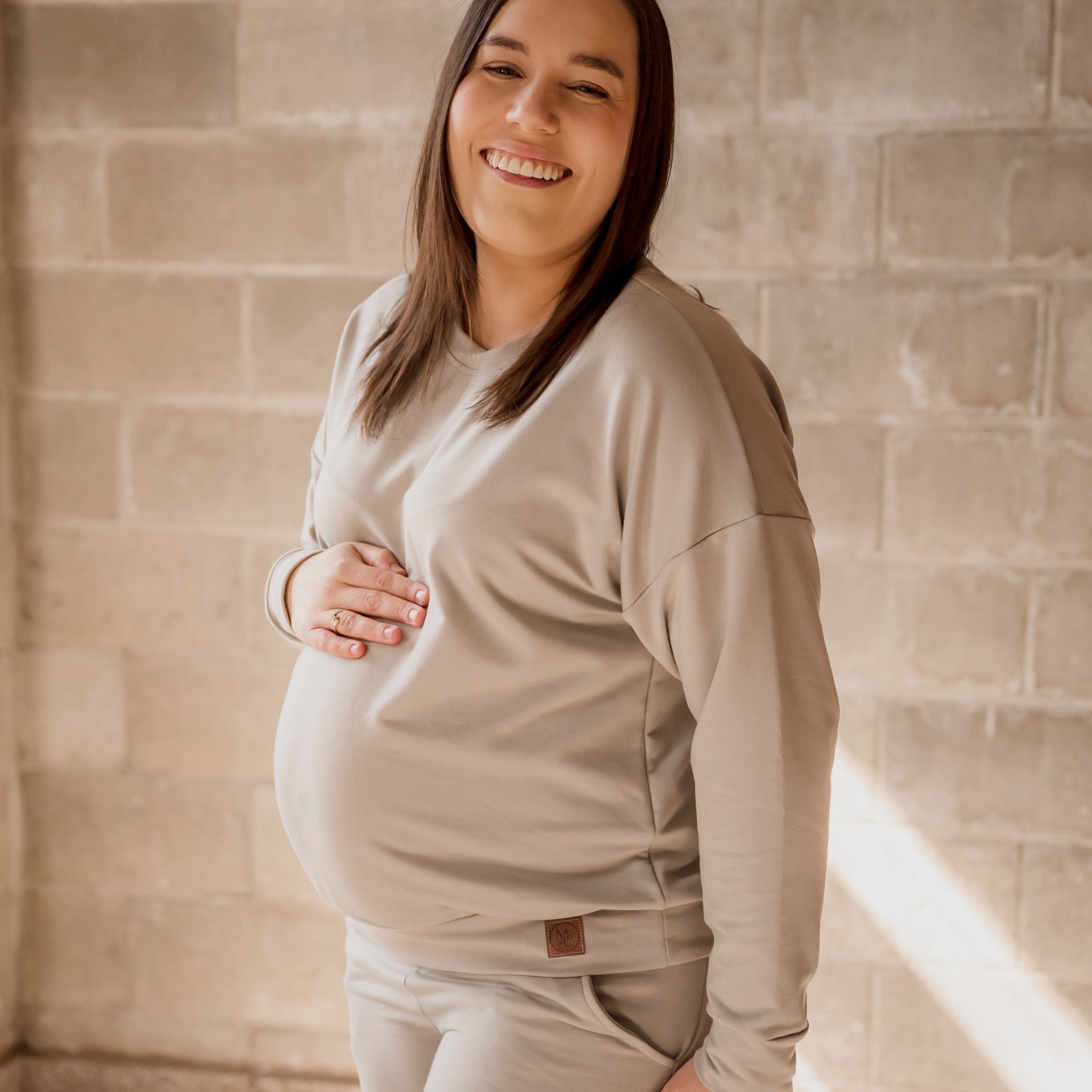 Crewneck femme prestige MomMe&Cie en bambou - Gris béton