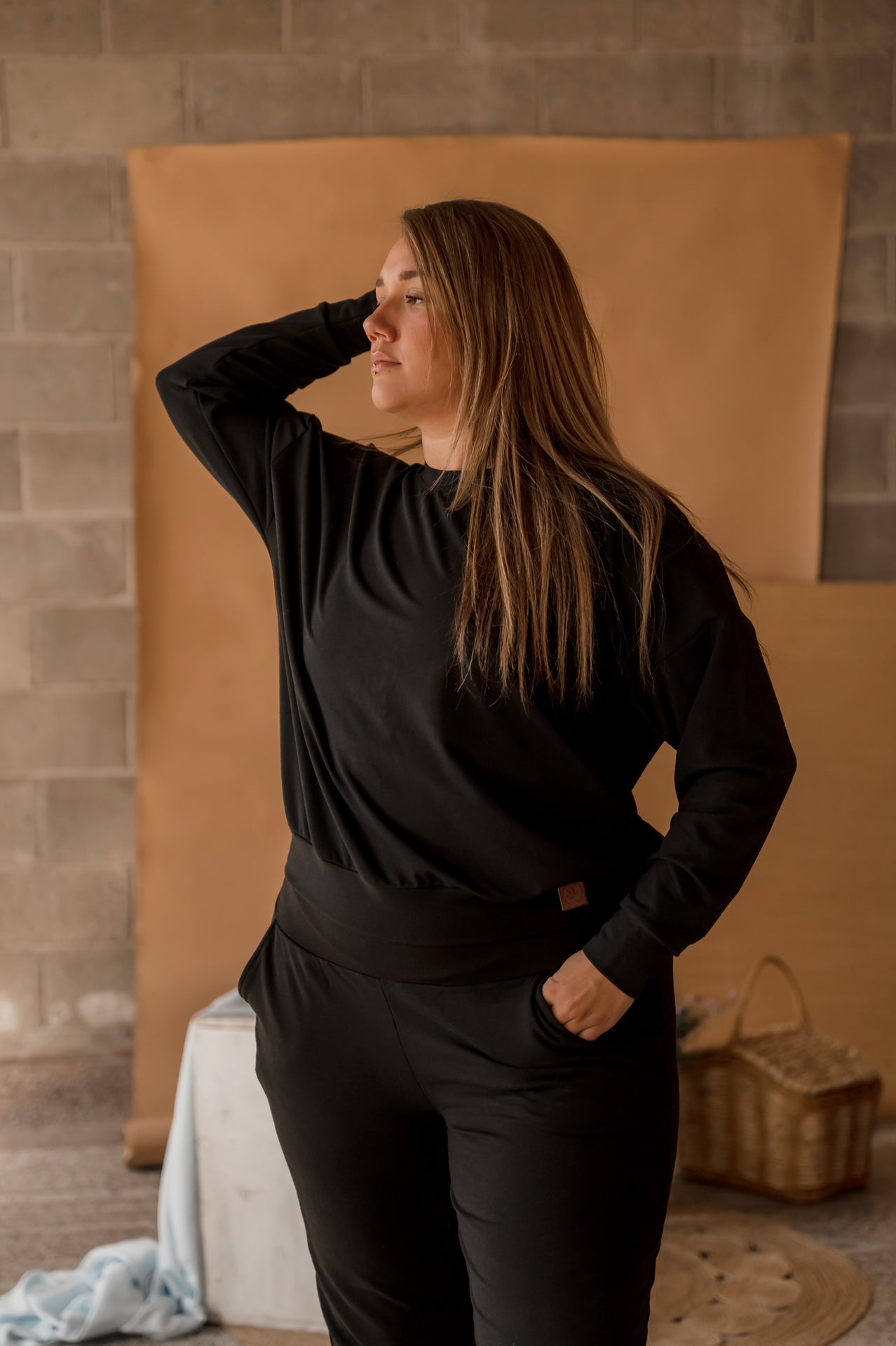 Crewneck pour femme en bambou noir