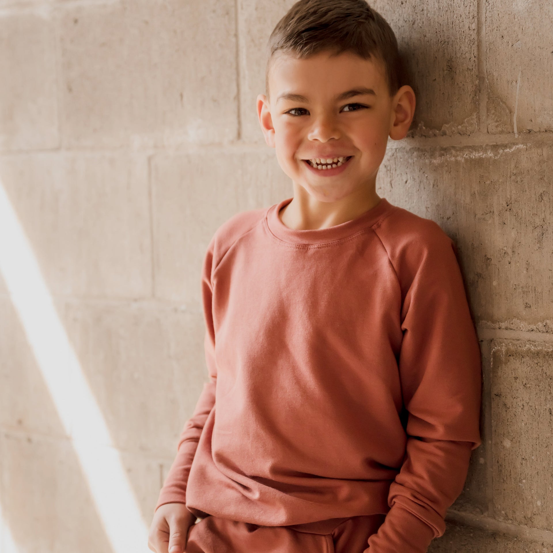 Crewneck enfant prestige MomMe&Cie en bambou - Rose brique