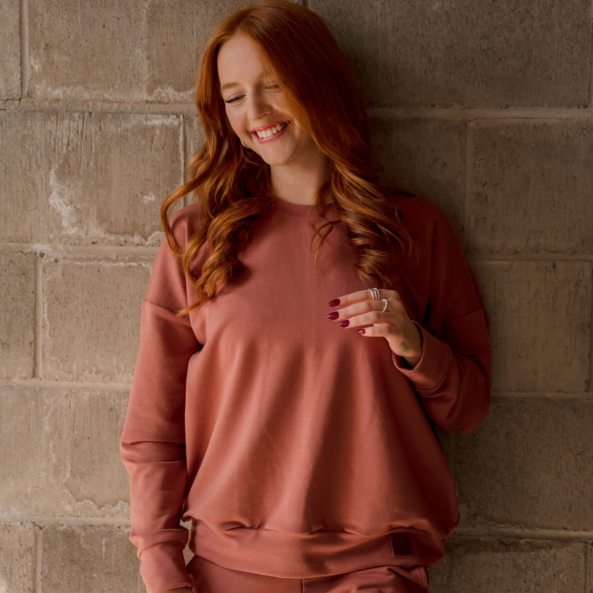 Crewneck femme prestige MomMe&Cie en bambou - Rose brique