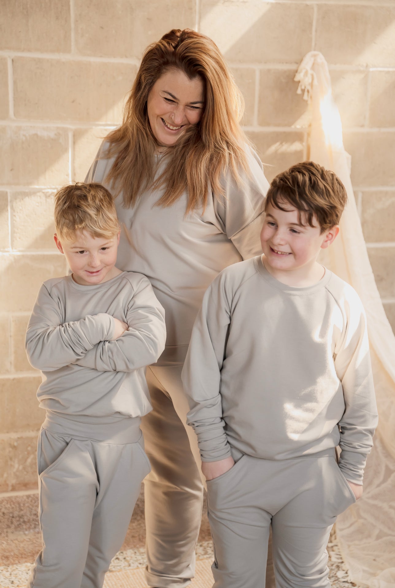 Crewneck enfant prestige MomMe&Cie en bambou - Gris béton