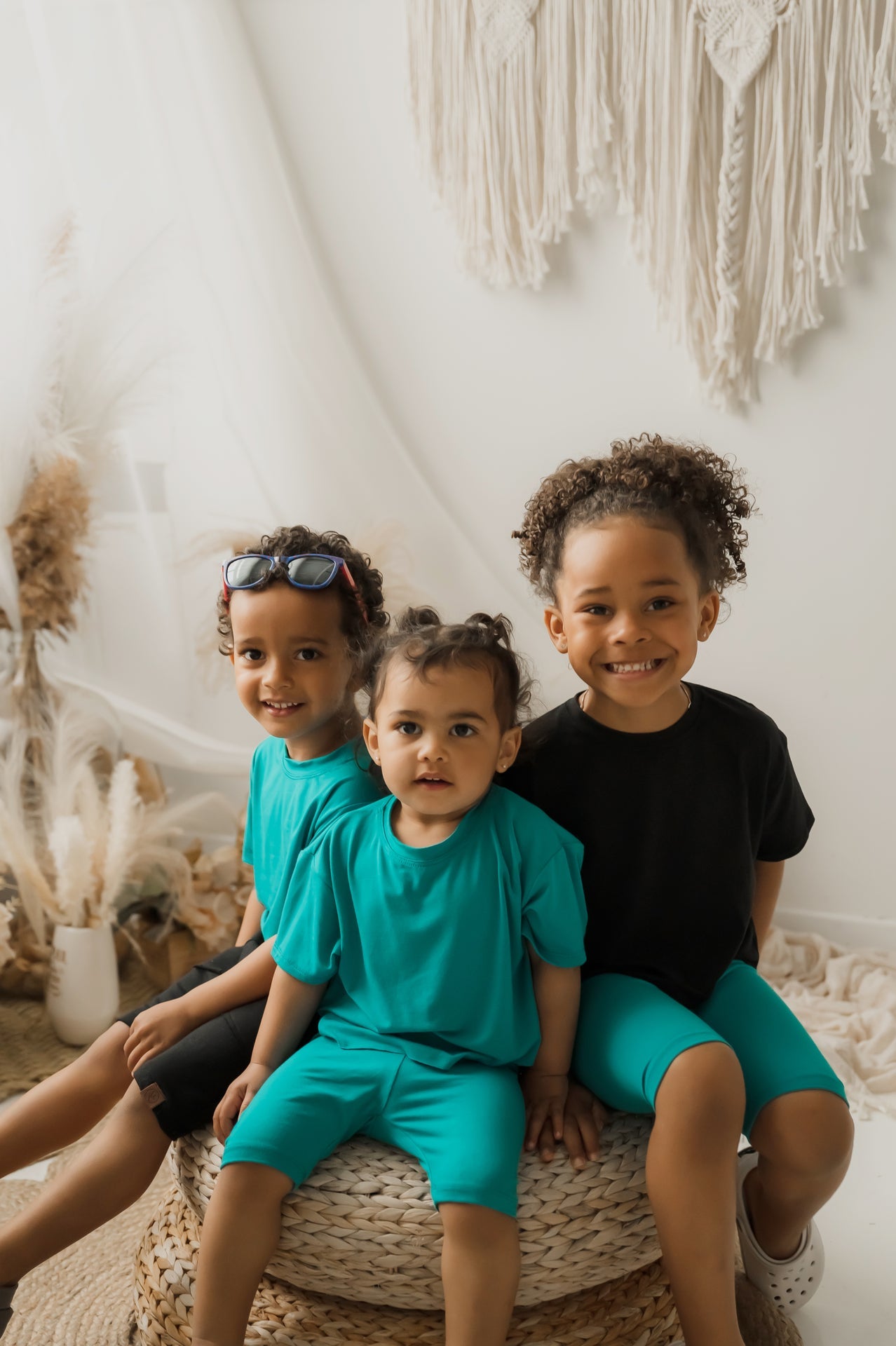 T-shirt crop enfant prestige MomMe&Cie en bambou - Bleu azur