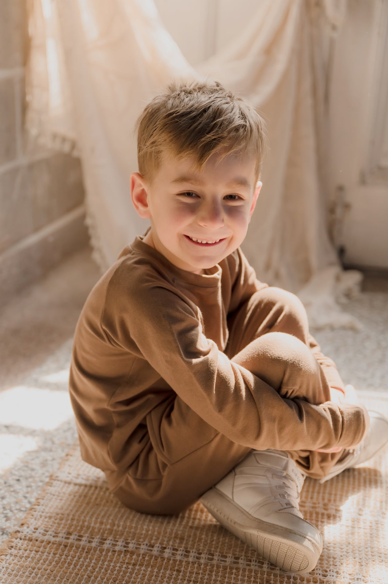 Crewneck enfant prestige MomMe&Cie en bambou - Café latté